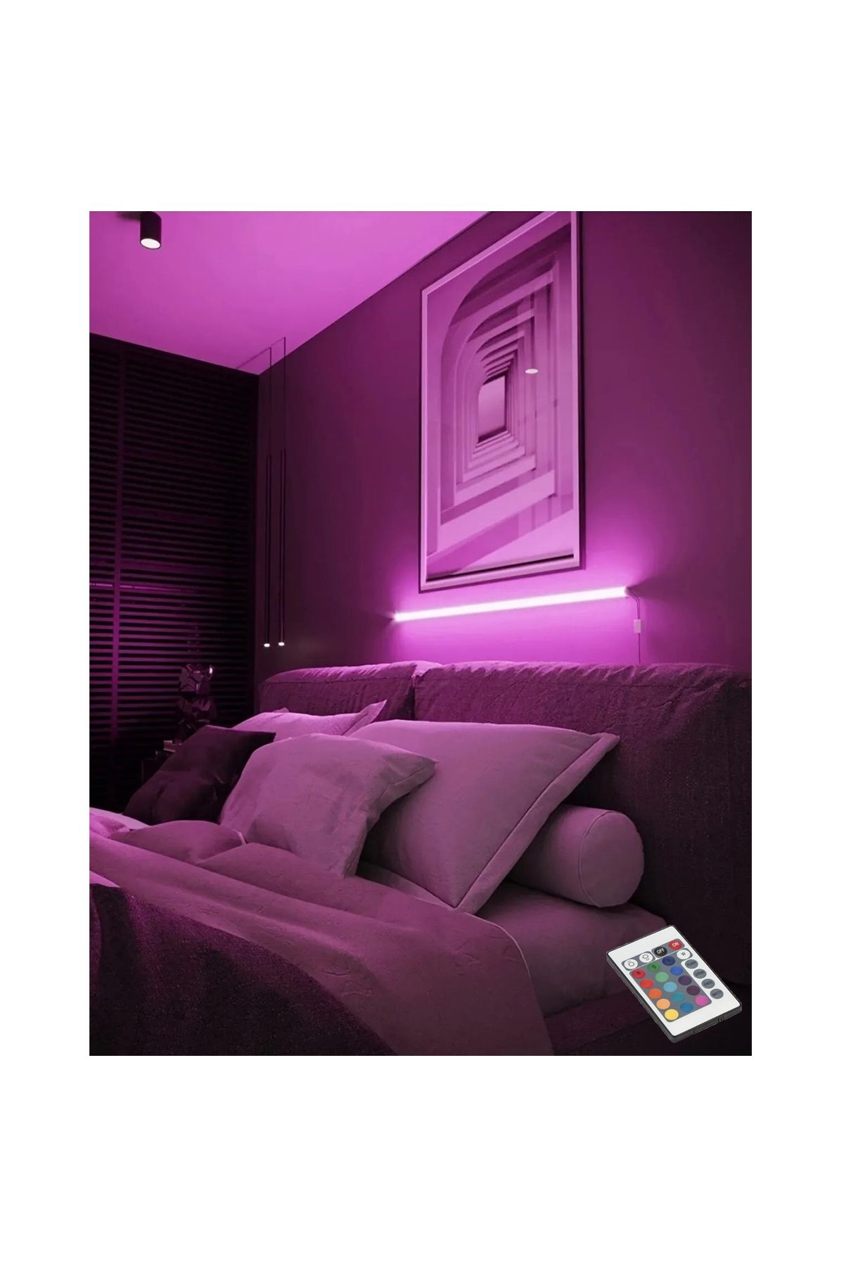 Smyrna Store RGB Lambader Kumandalı Dekoratif Yatay/Dikey LED Lambader Aydınlatması Duvar İçin (Yapışkanlı)
