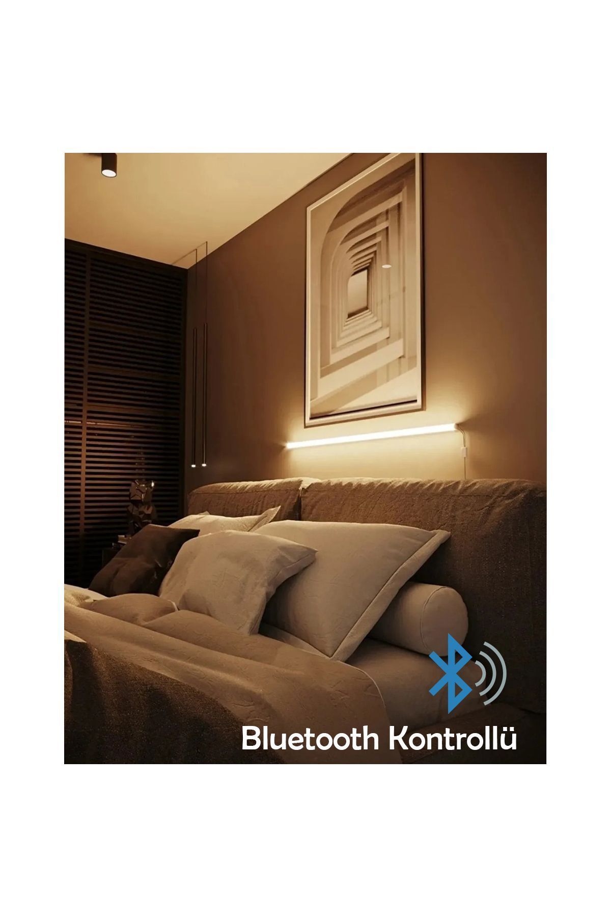 Smyrna Store RGB Lambader Bluetooth Mobil Kontrollü Dekoratif Yatay Lambader Aydınlatması Duvar İçin (Yapışkanlı)