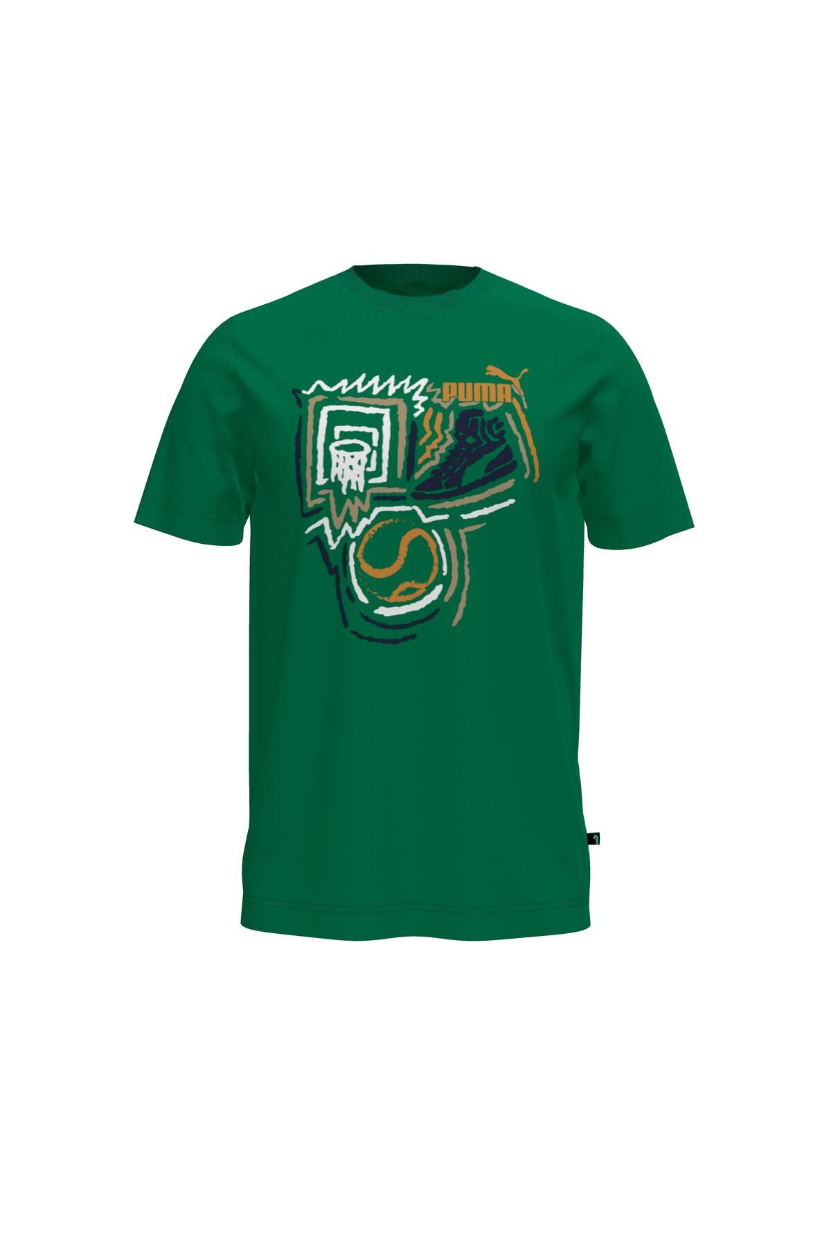 Puma Graphics Year Of Sports Erkek Yeşil Yuvarlak Yaka Tişört