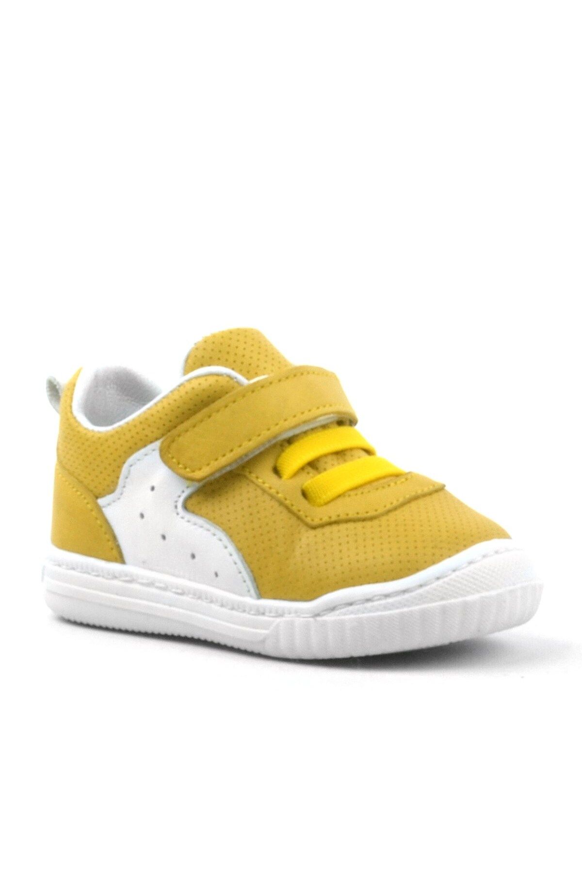 Rakerplus Pup Hakiki Deri Sarı Cırtlı Lastikli Bebek Sneaker