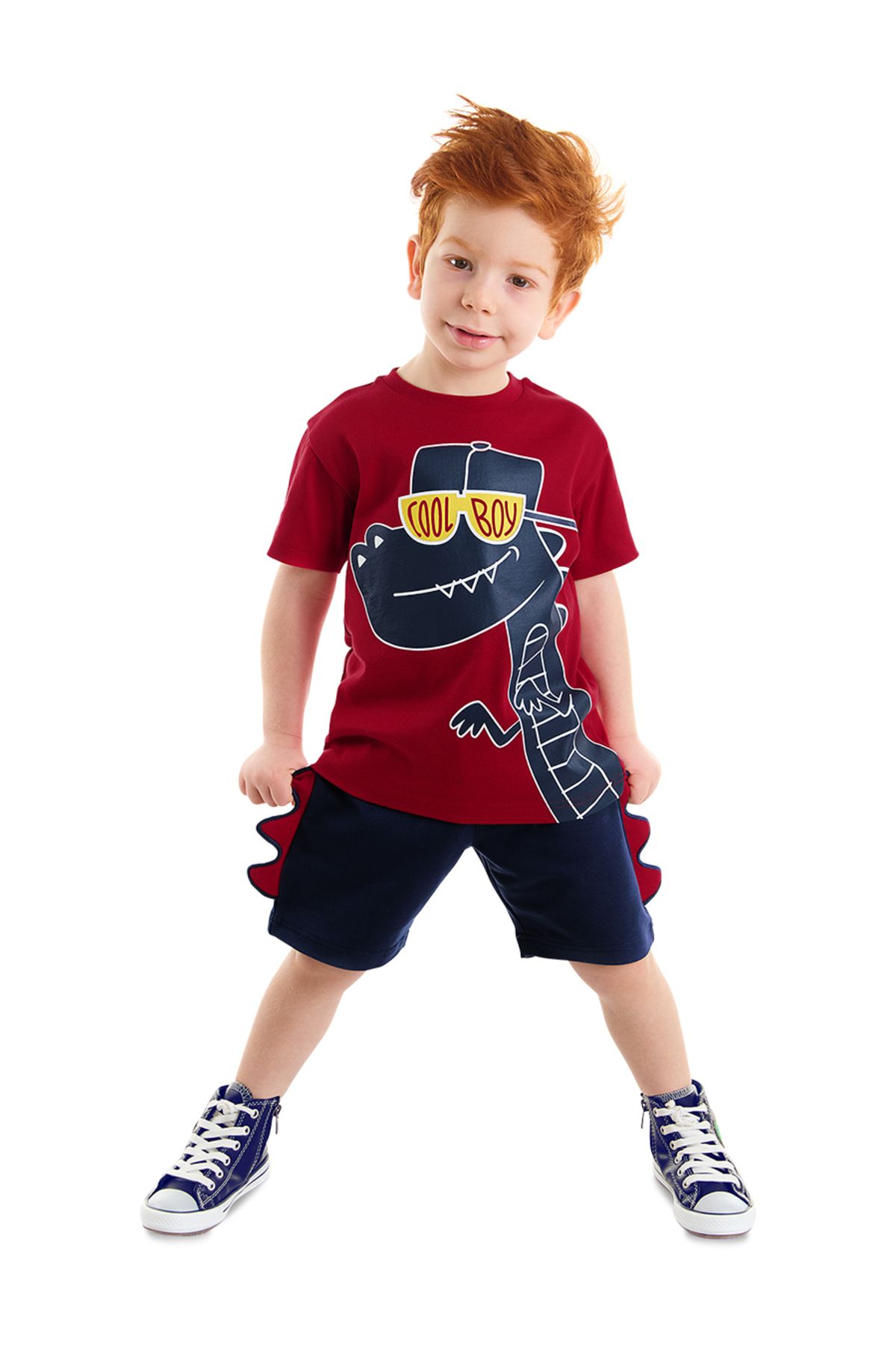 Denokids Cool Dino Erkek Çocuk Yazlık T-shirt Şort Takım