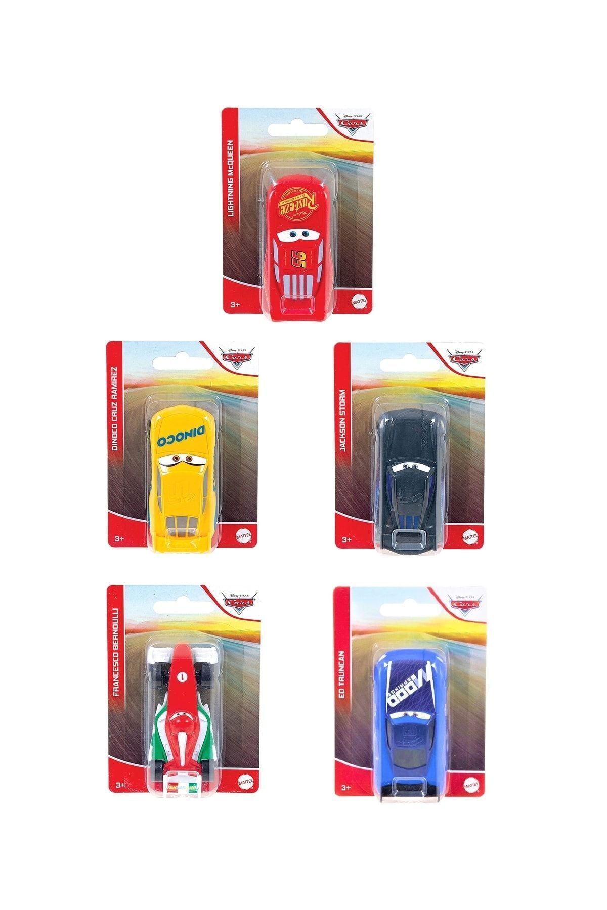 Cars 5'li Set Orjinal Lisanslı Mattel Disney Arabalar Şimşek Mcqueen 5li Orijinal Oyuncak Araba Seti