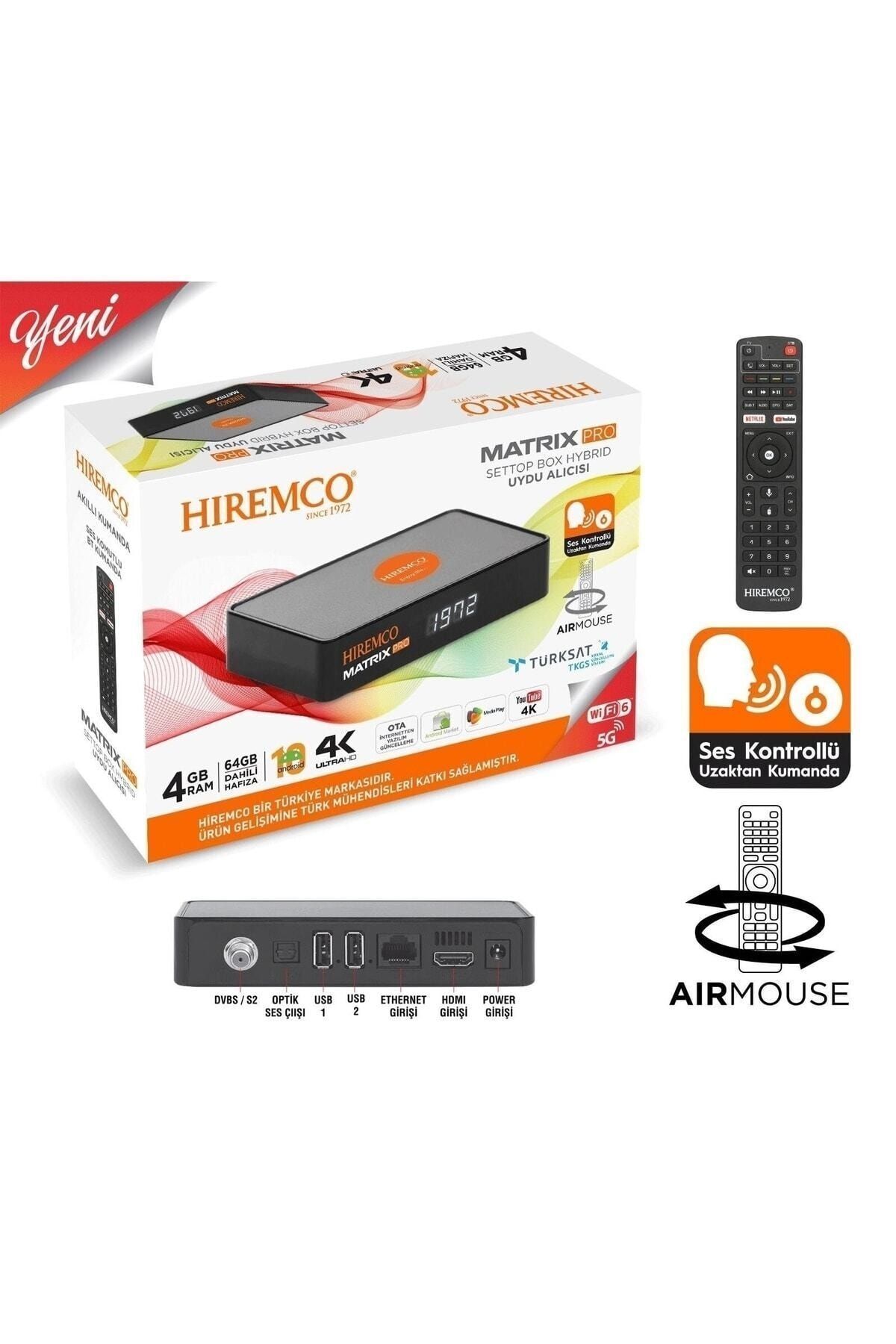 Hiremco Matrıx Settop Box Hybrid 4k Android Uydu Alıcısı 4gb Ram 64gb Dahili Hafıza