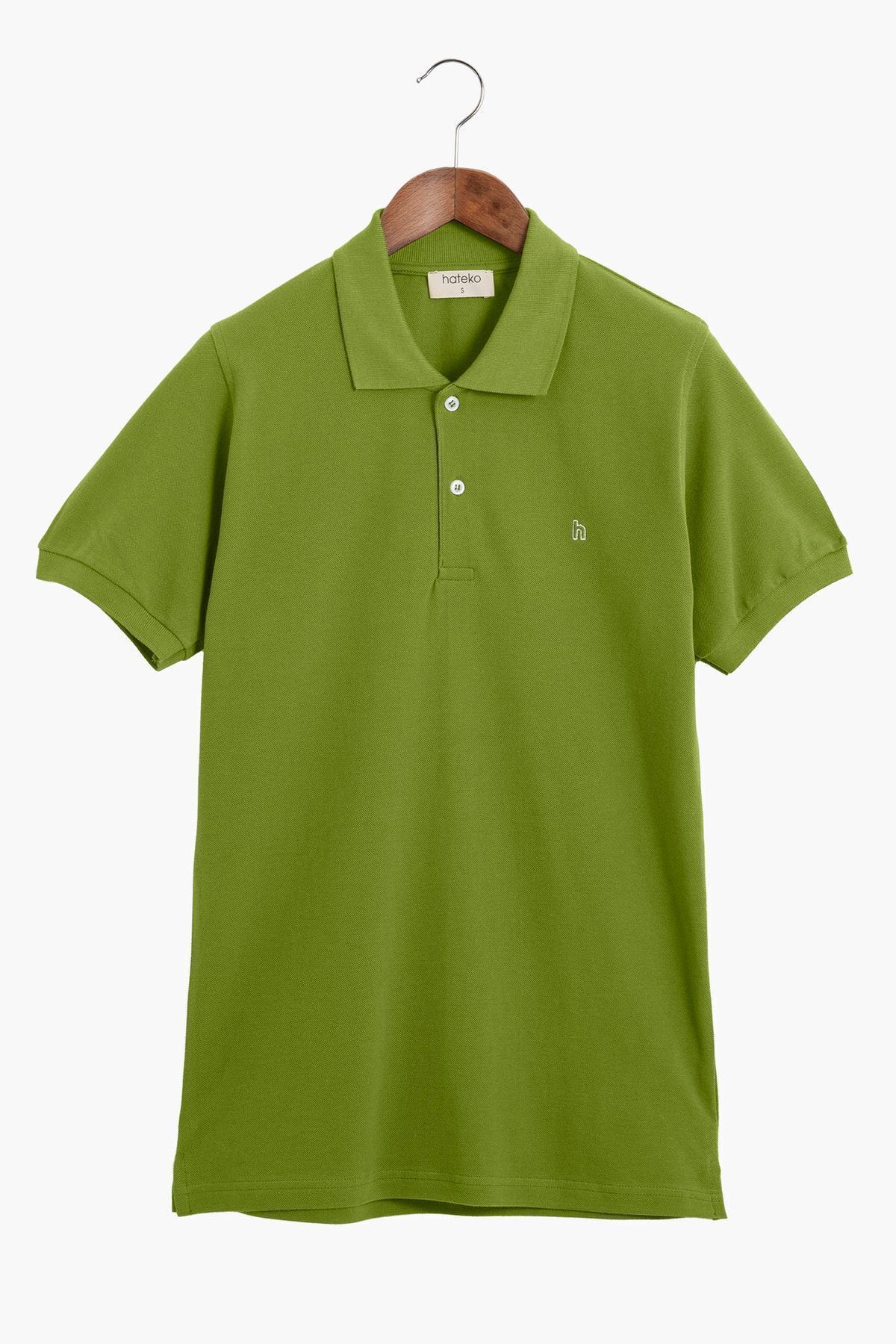 Hateko %100 Pamuk Klasik Kesim Çağla Yeşili Polo Yaka Tişört