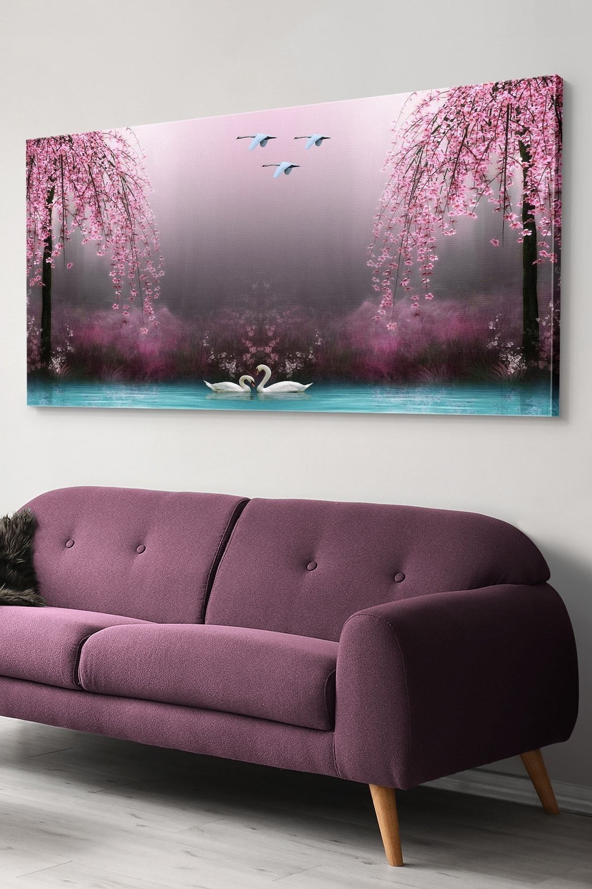 Evinemoda Kuğu Gölü Kanvas-canvas Tablo