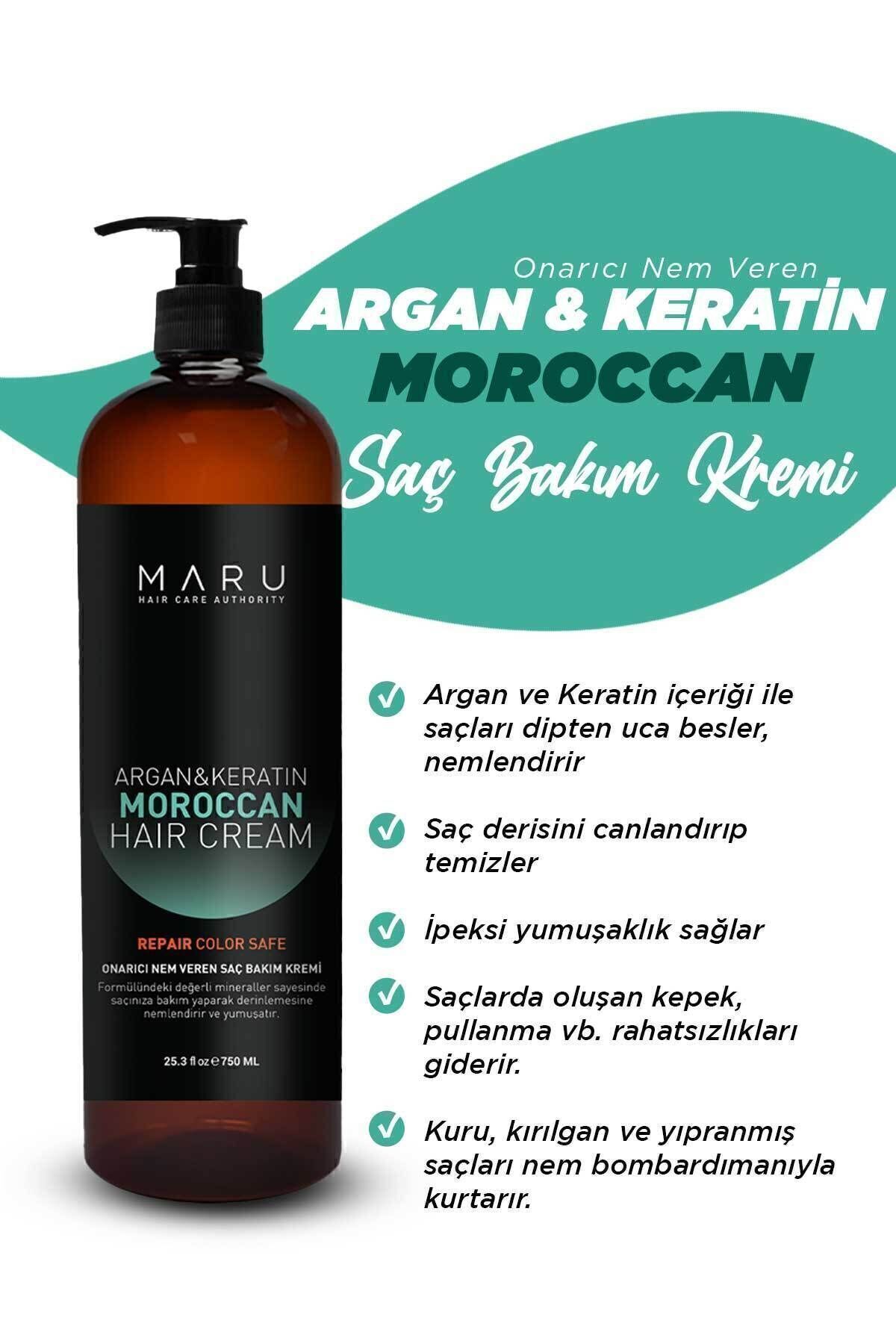 MARU Onarıcı Nem Veren Argan Ve Keratin Moroccan Saç Bakım Kremi 750 ml