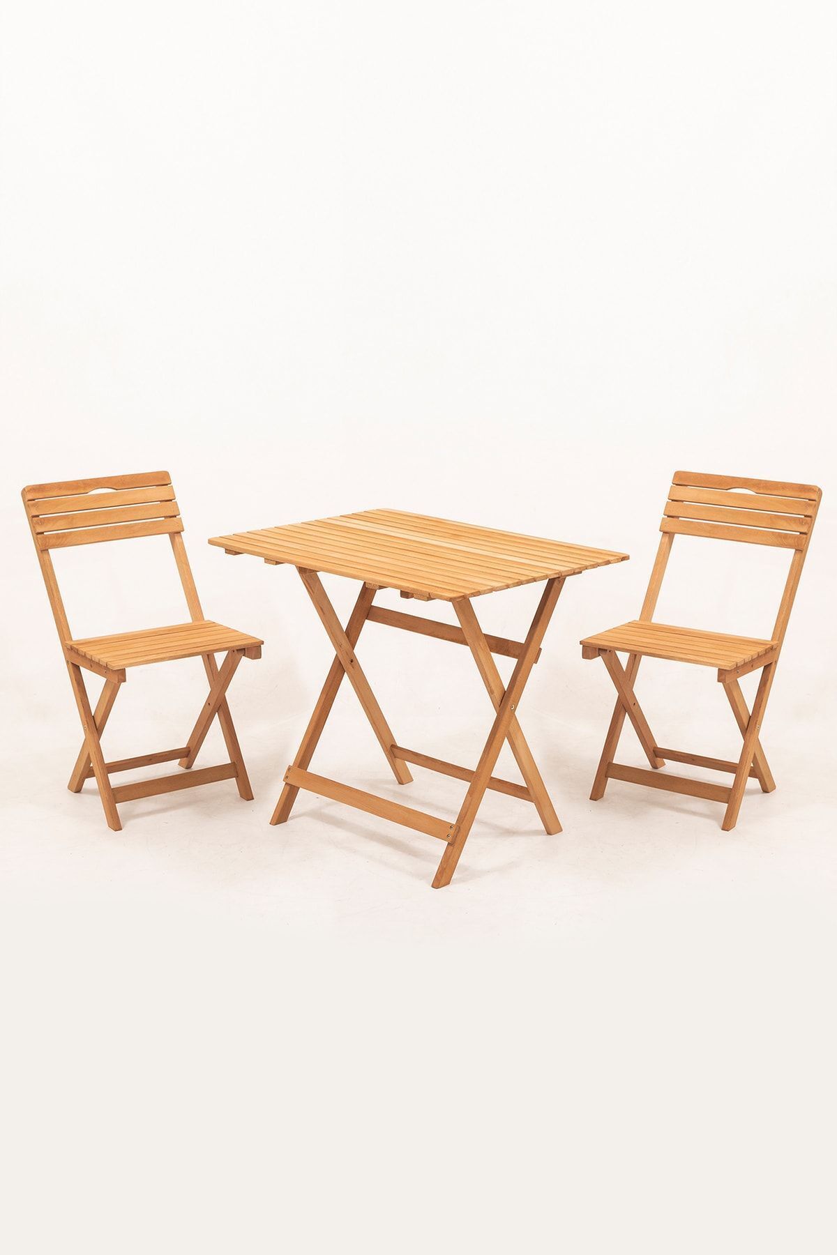 Meya Dekor Balkon Bahçe 60x80 Cm Masa 3’lü Katlanabilir Bistro Set 2 Sandalye 1 Bahçe 60x80 Cm Masa