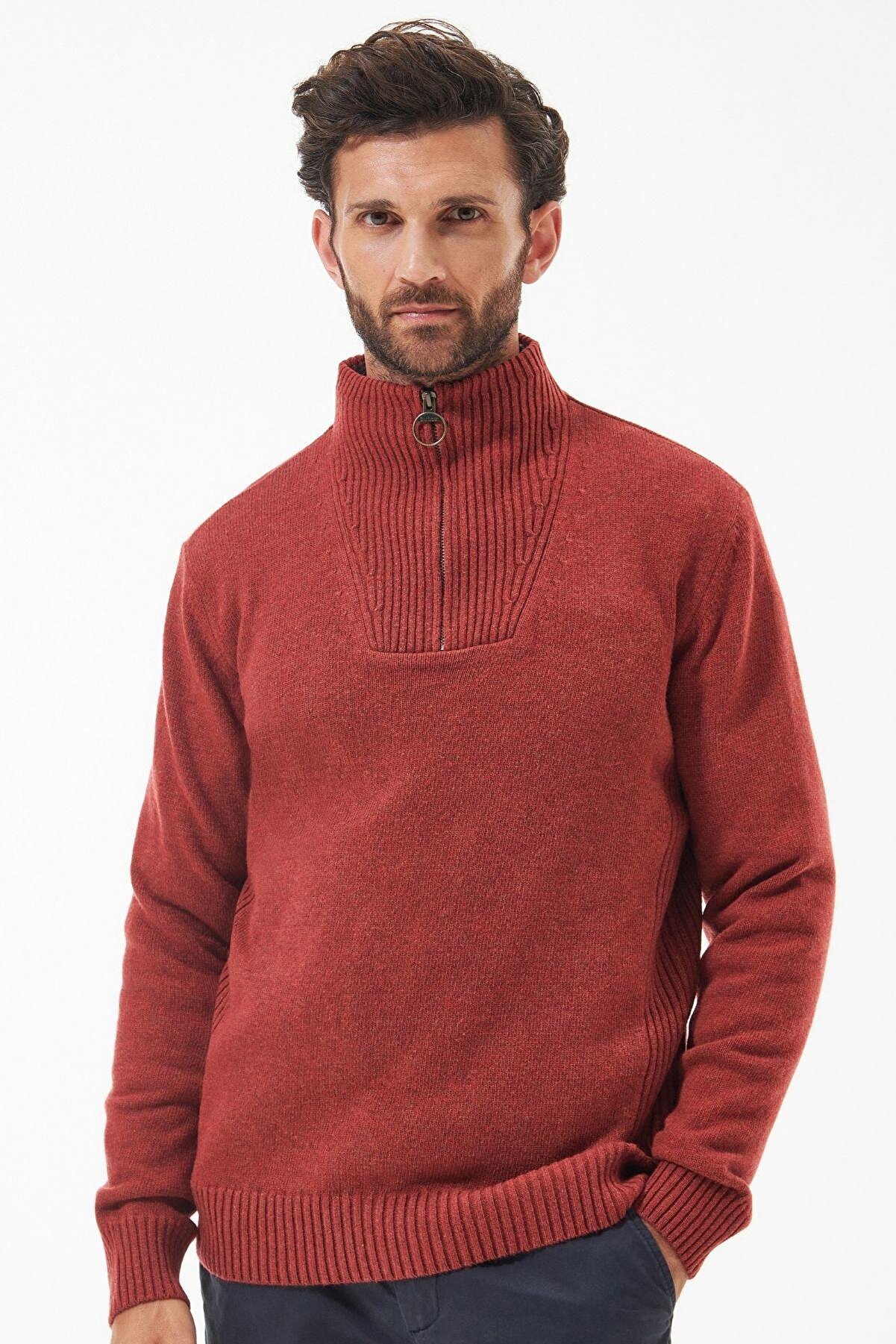 Barbour Pullover Half-Zip Sweater Brick Red Morocco Ubuy