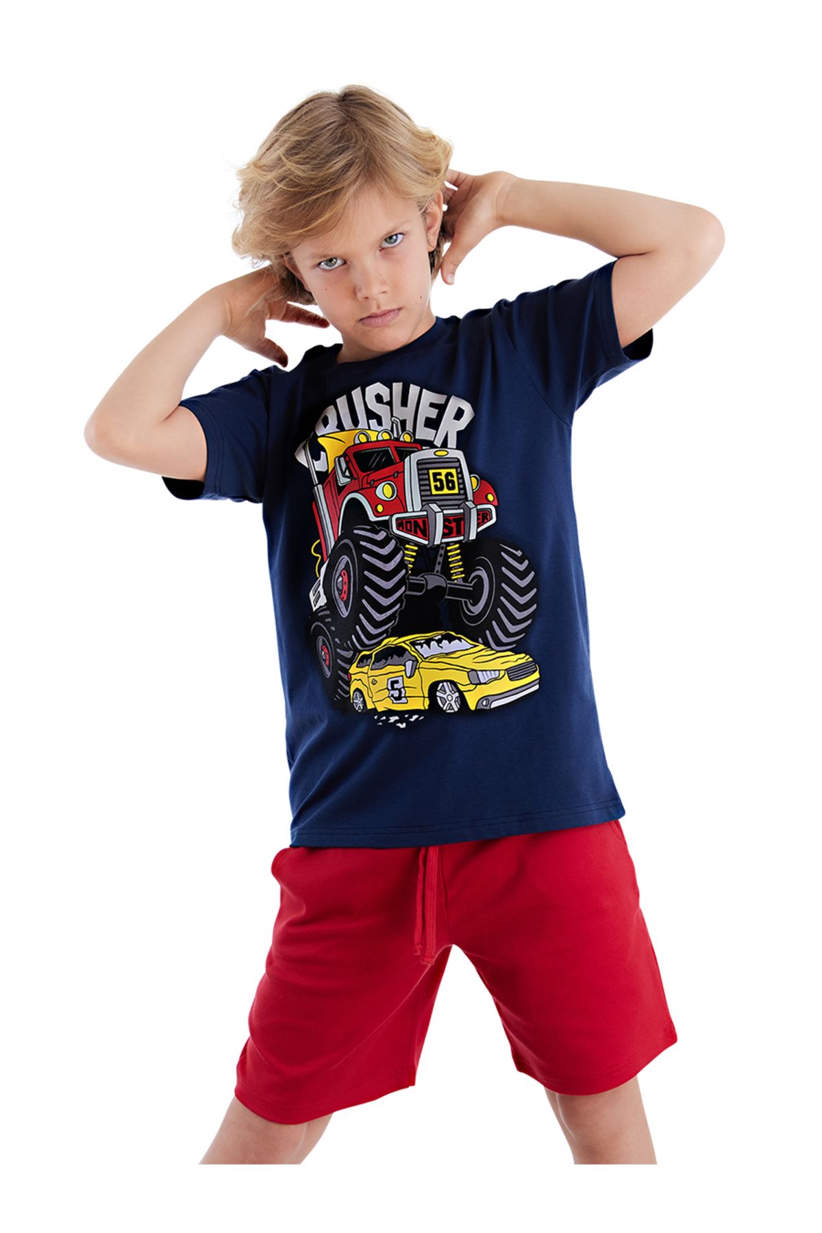MSHB&G Crusher Arabalı Erkek Çocuk Yazlık T-shirt Şort Takım