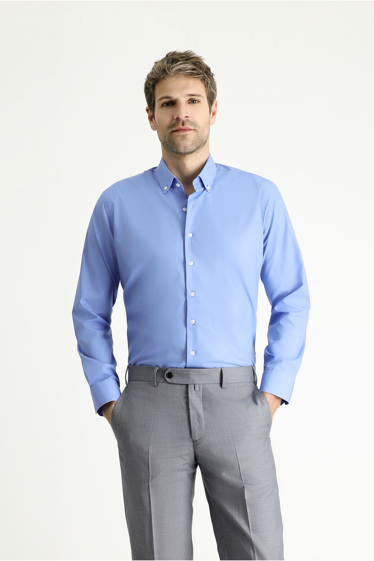 Kiğılı Uzun Kol Slim Fit Dar Kesim Non Iron Ütü Gerektirmeyen Pamuklu Gömlek