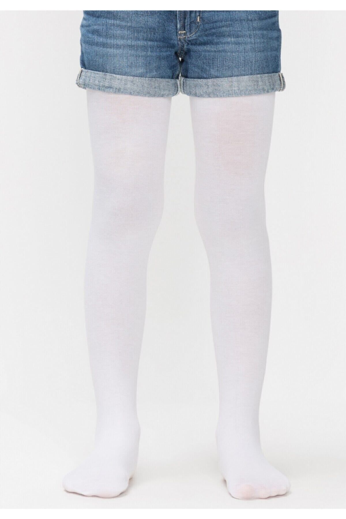 DORE Kız Çocuk Beyaz Kalın Pamuk Külotlu Çorap