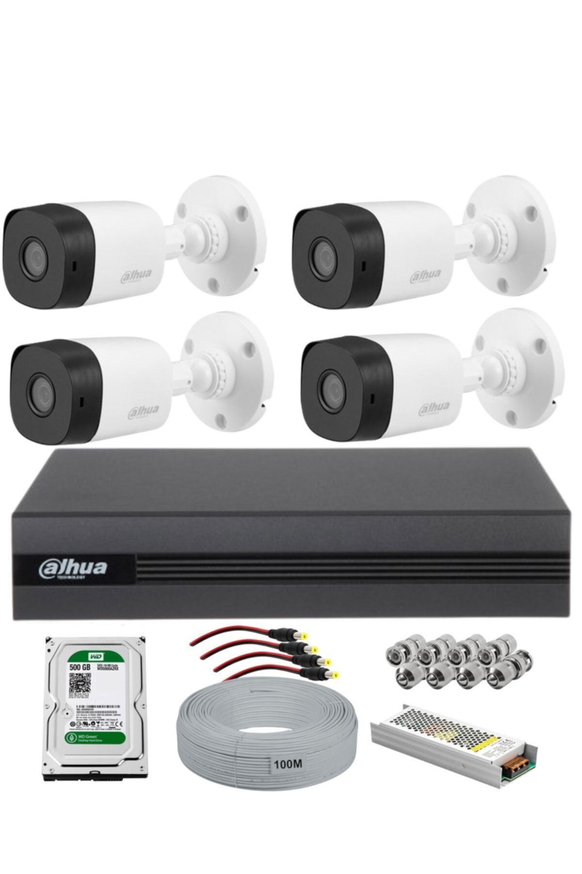 Genel Markalar 4 Kameralı 1080p Gece Görüşlü Güvenlik Kamerası Full Paket Ev Güvenlik Kamerası