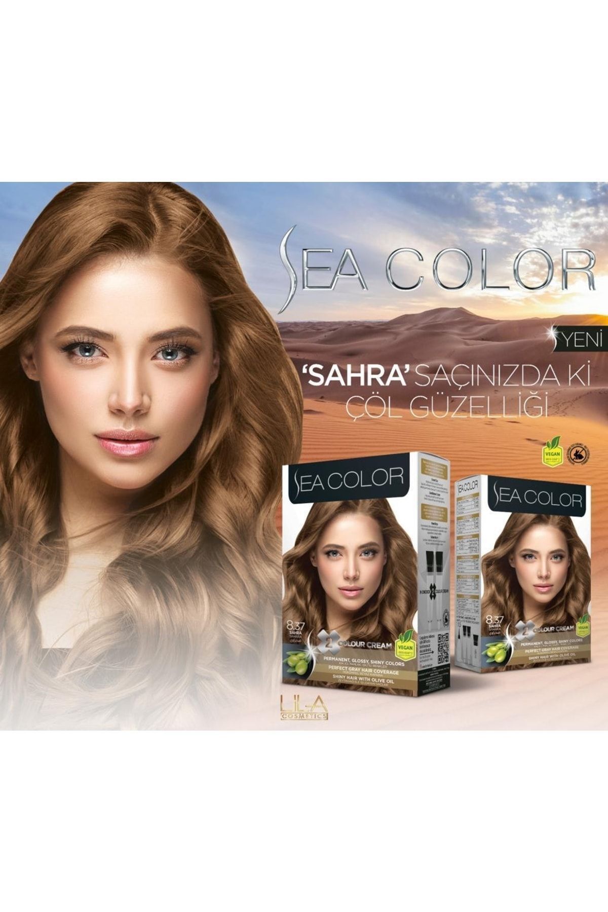 Sea Color Set Saç Boyası Bir Kutuda 2 Tüp Boya 1 Oksidan 8.37 Sahra