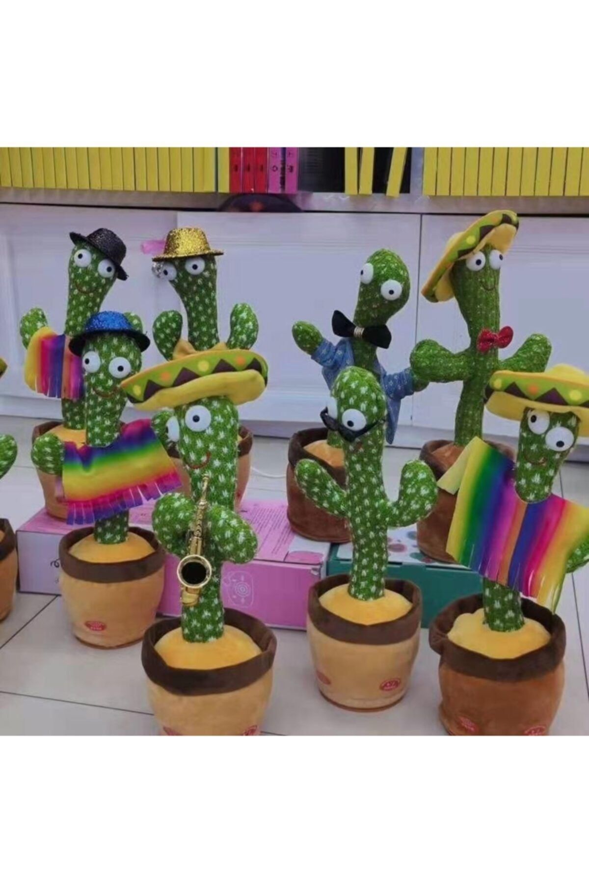 Birlik Konuşan Dans Eden Kaktüs Müzikli Işıklı Saksı Peluş Oyuncak Cactus Toy