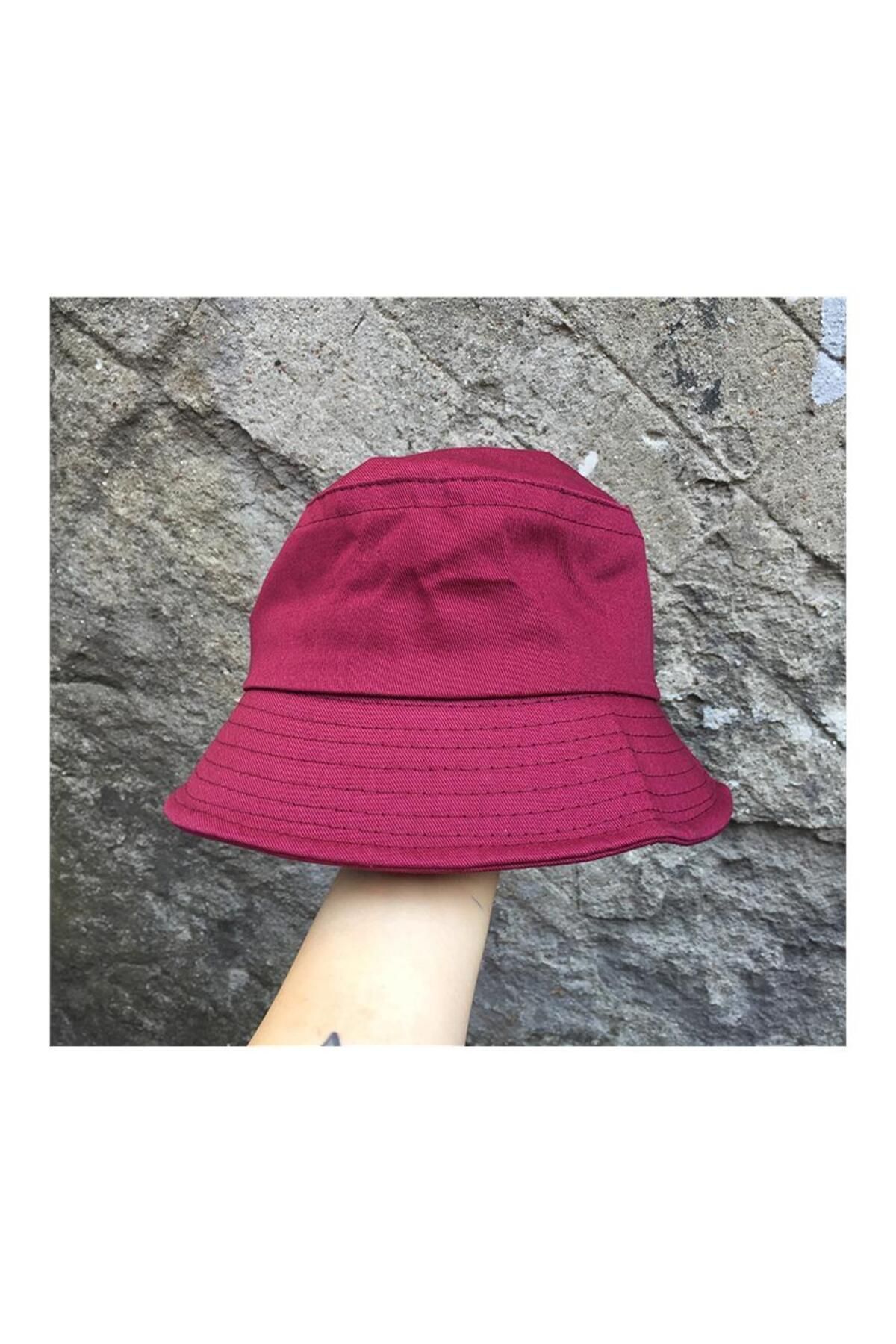 Köstebek Vişne Rengi Yazlık Bucket Şapka