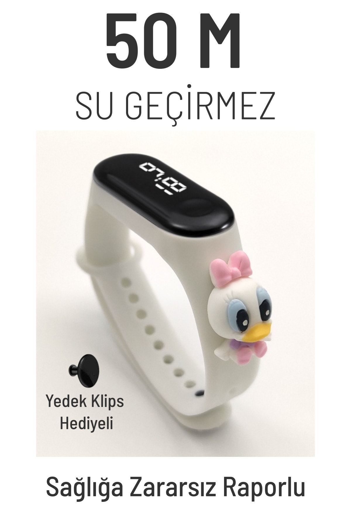 Q-TİME Ördek Daisy Duck Figürlü Led Dokunmatik Ekranlı Su Geçirmez Dijital Çocuk Ve Genç Saati (beyaz)