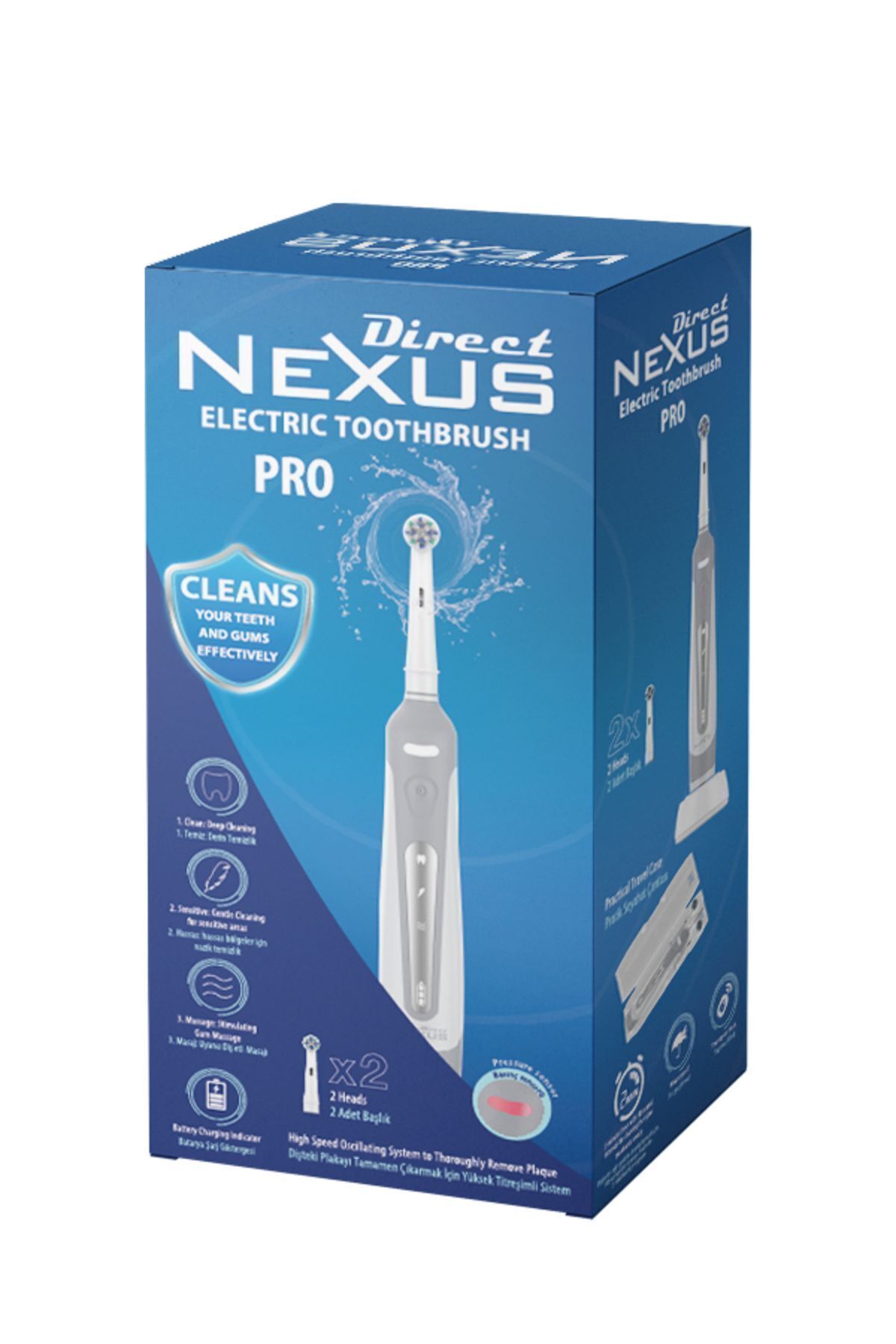 Direct NEXUS Şarj Edilebilir Elektrikli Diş Fırçası (2 Başlık Dahil Oral-b Uyumlu )