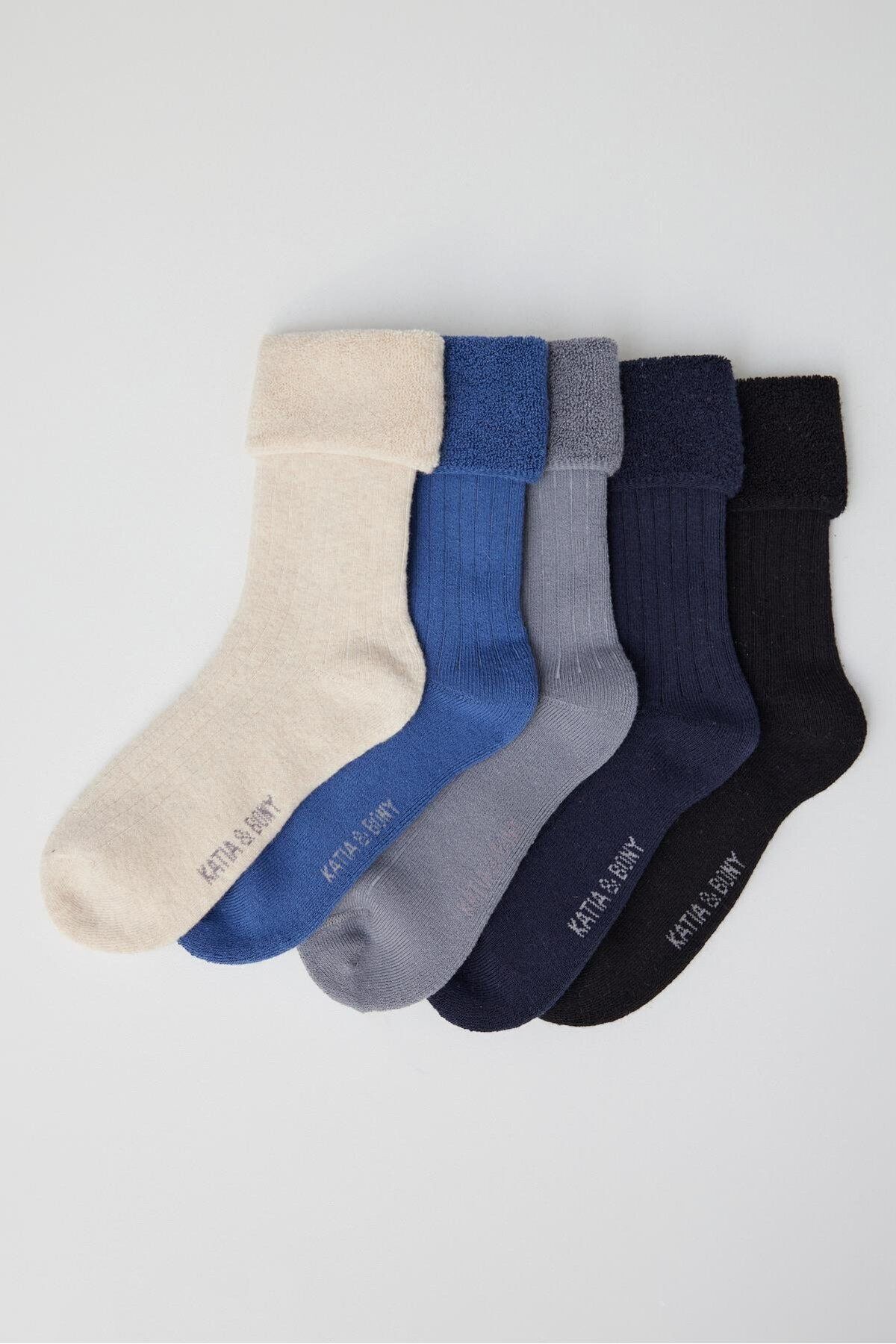 Katia & Bony 5 li Paket Çocuk Kalın Havlu Soket Çorap Blue Mix