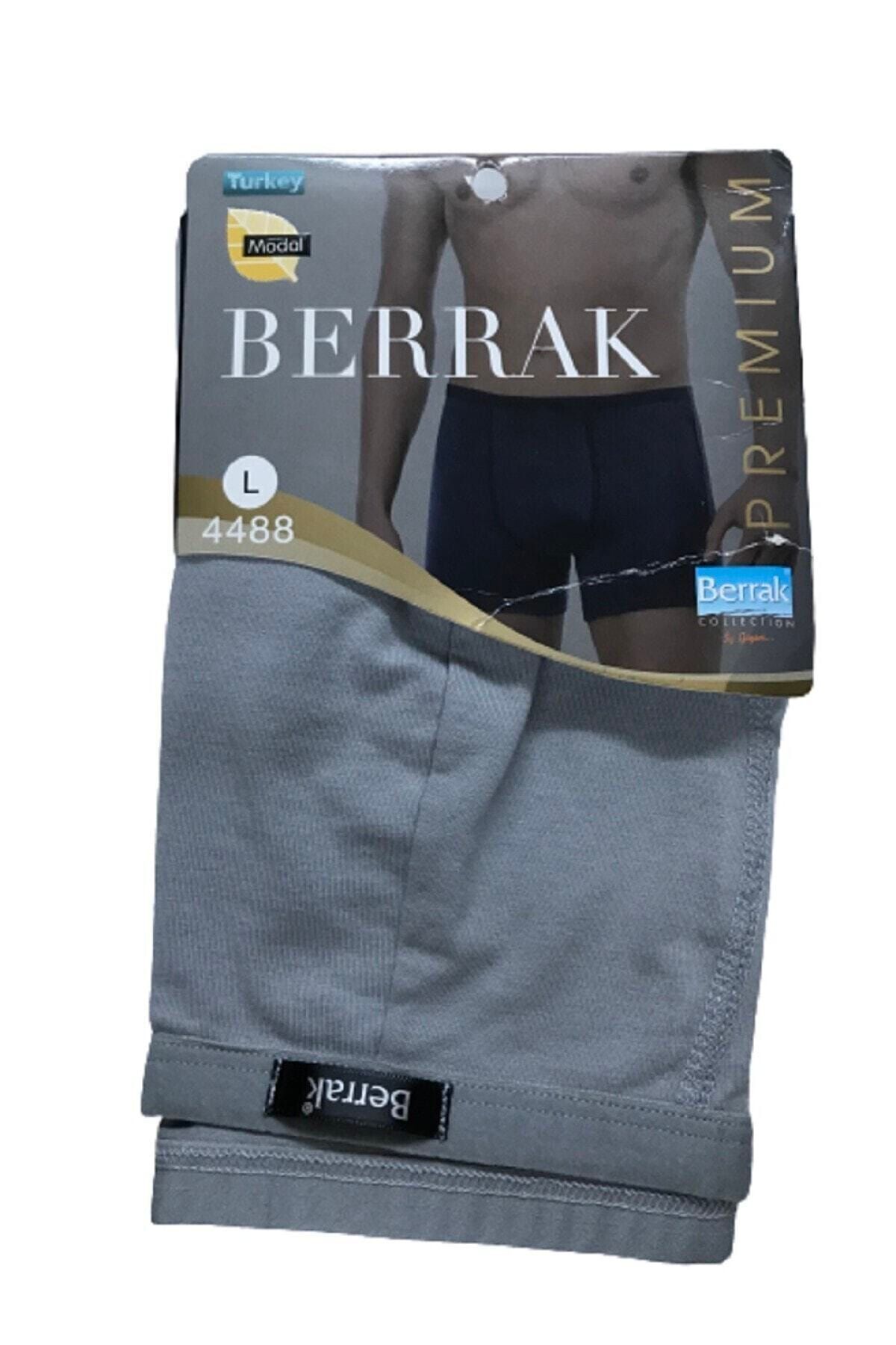 Berrak Erkek Gri 4'lü Paket 4488 Ince Lastikli Modal Boxer Short