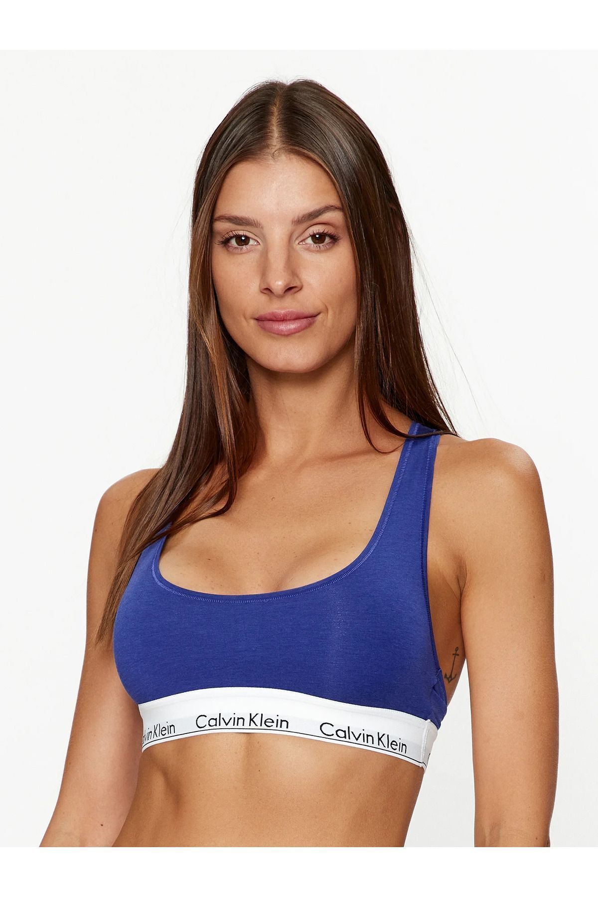 Calvin Klein Kadın Marka Logolu Askılı Spor Giyim Günlük Lacivert Büstiyer 0000F3785E-FPT