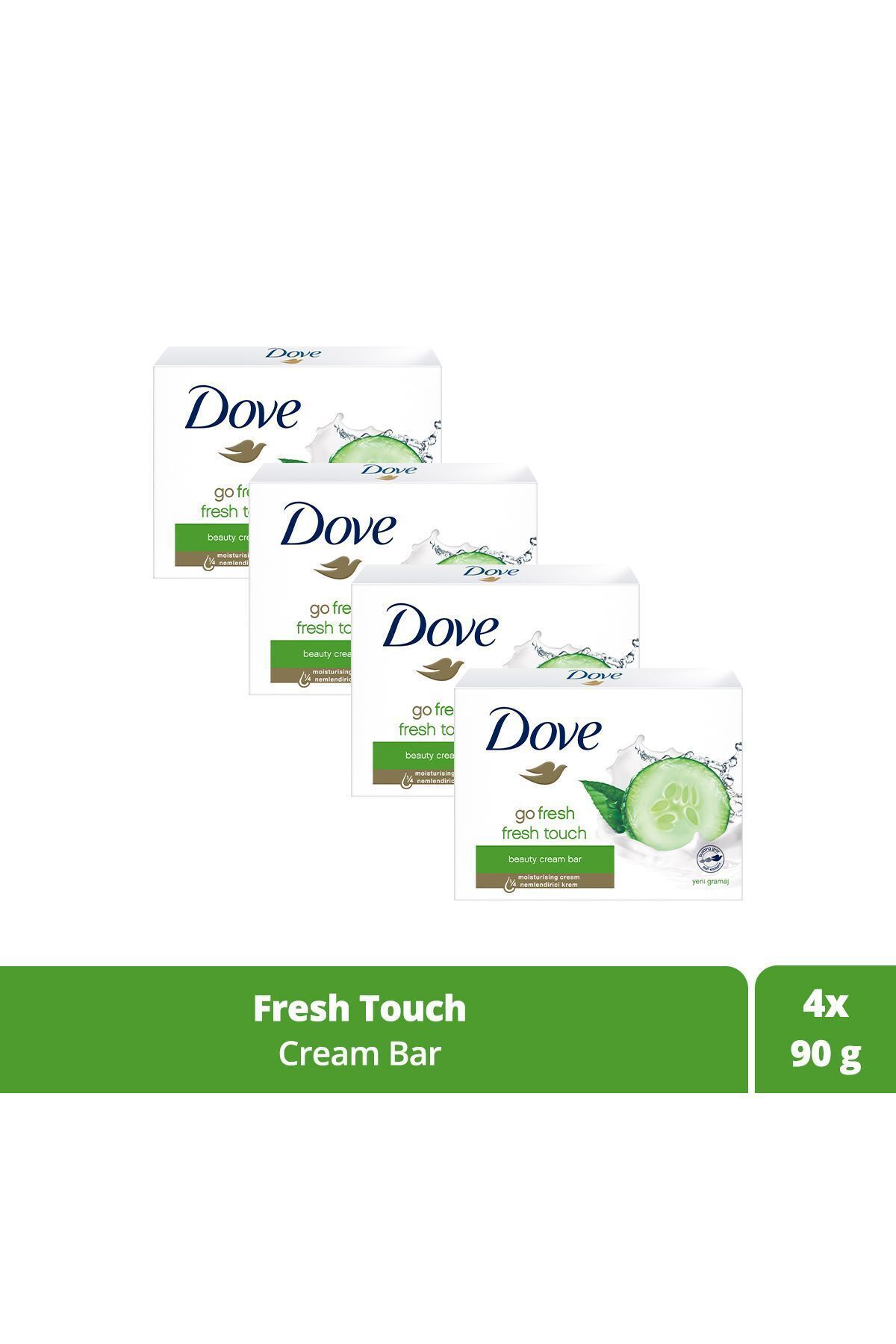 Dove Beauty Cream Bar Katı Güzellik Sabunu Fresh Touch Nemlendirici Etkili 90 G X4 Adet