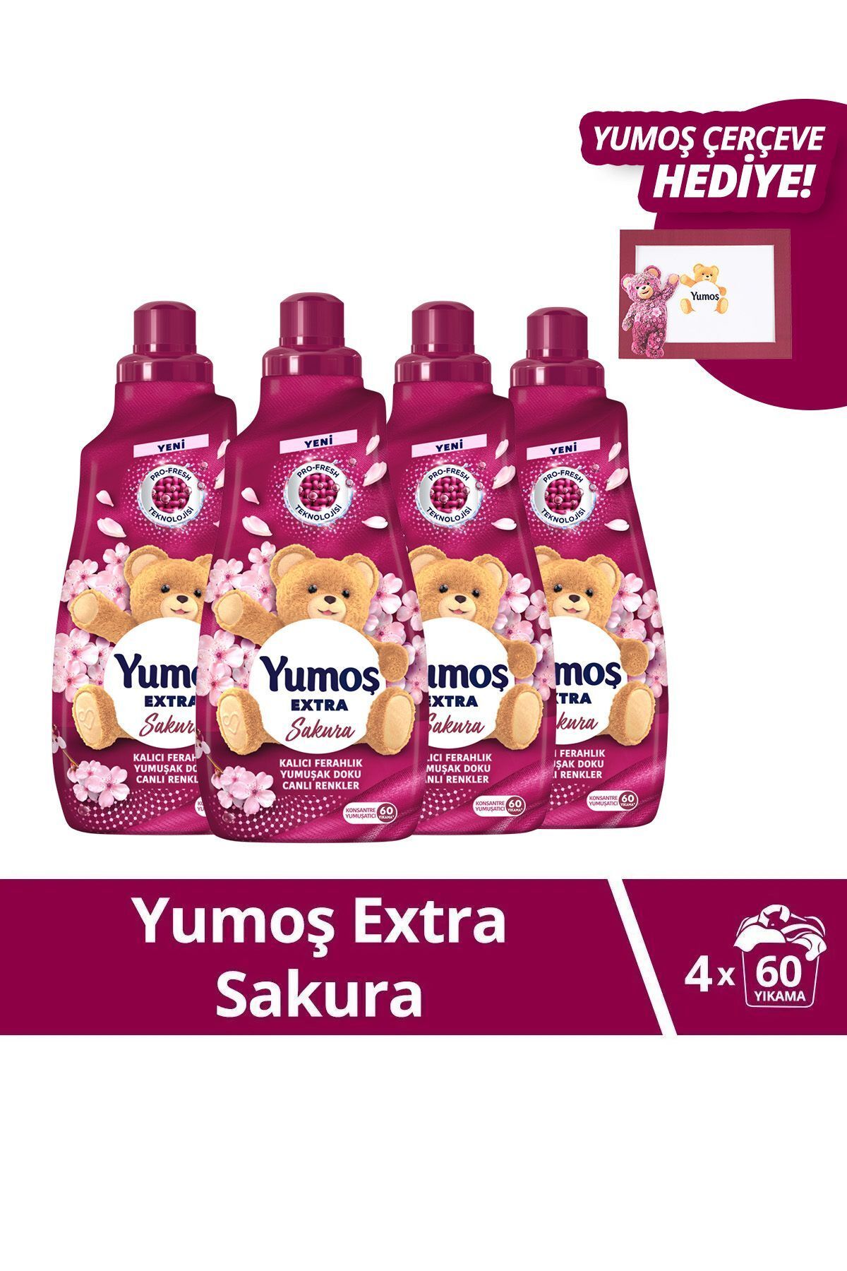 Yumoş Extra Çamaşır Yumuşatıcı Sakura 1440 ml X4 Çerceve Hediye
