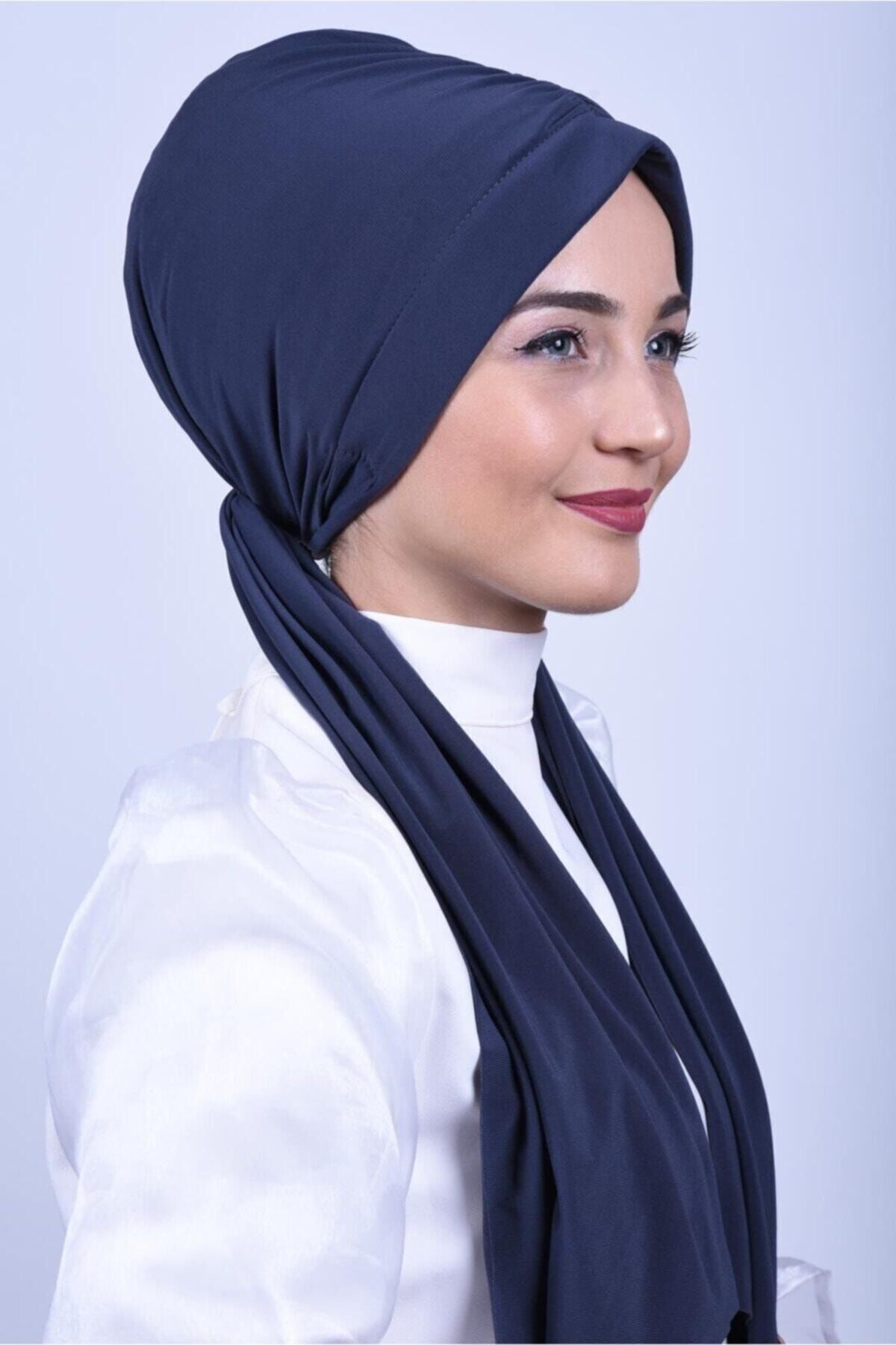 Gültopu Eşarp & Şal Kadın Dubai Bone Şal, Günlük Düz Indigo Mavi Renk Baş Örtüsü Tesettür Giyim