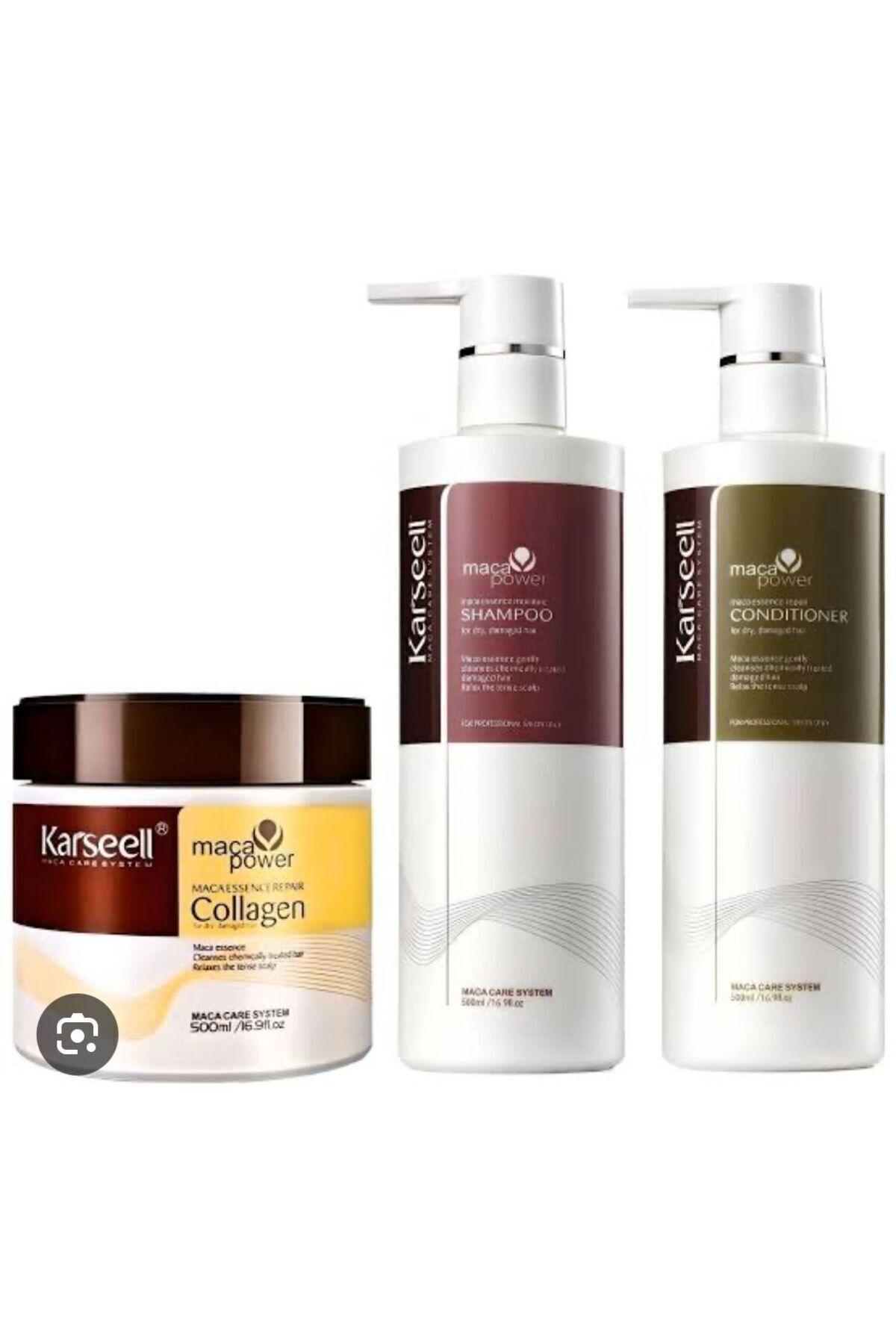 karseell 500 ml Şampuan 500 ml Saç Kremi 500 ml Maske Collagen Saç Bakım Seti