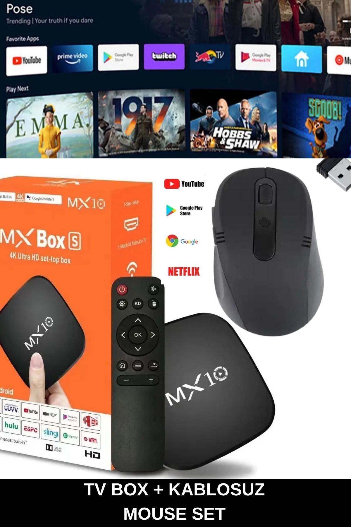 Zineets Ultra Hd Android Tv Box 4k Android Tv Box Tv Stick Medya Oynatıcı Smart Tv Wifi Ve Kablosuz Mouse