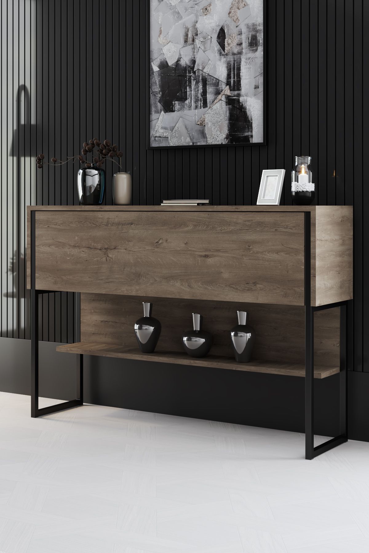 Modatte LUXE DRESUAR DEMİR AYAKLI SİYAH CEVİZ