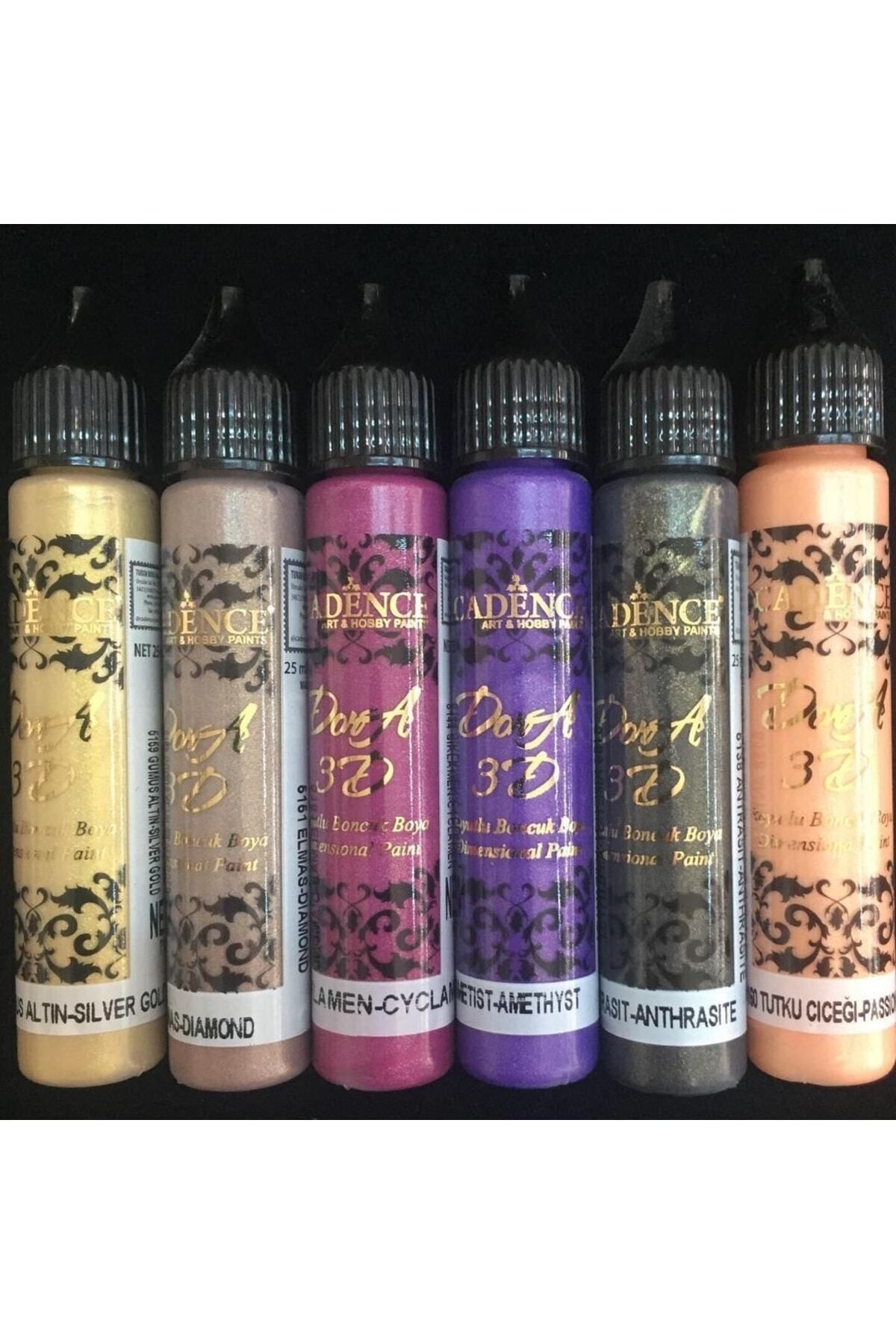 Cadence Boya 3d Boncuk Boya 6 Lı Set-2 / Boyutlu Boya 25 Ml X 6 Adet