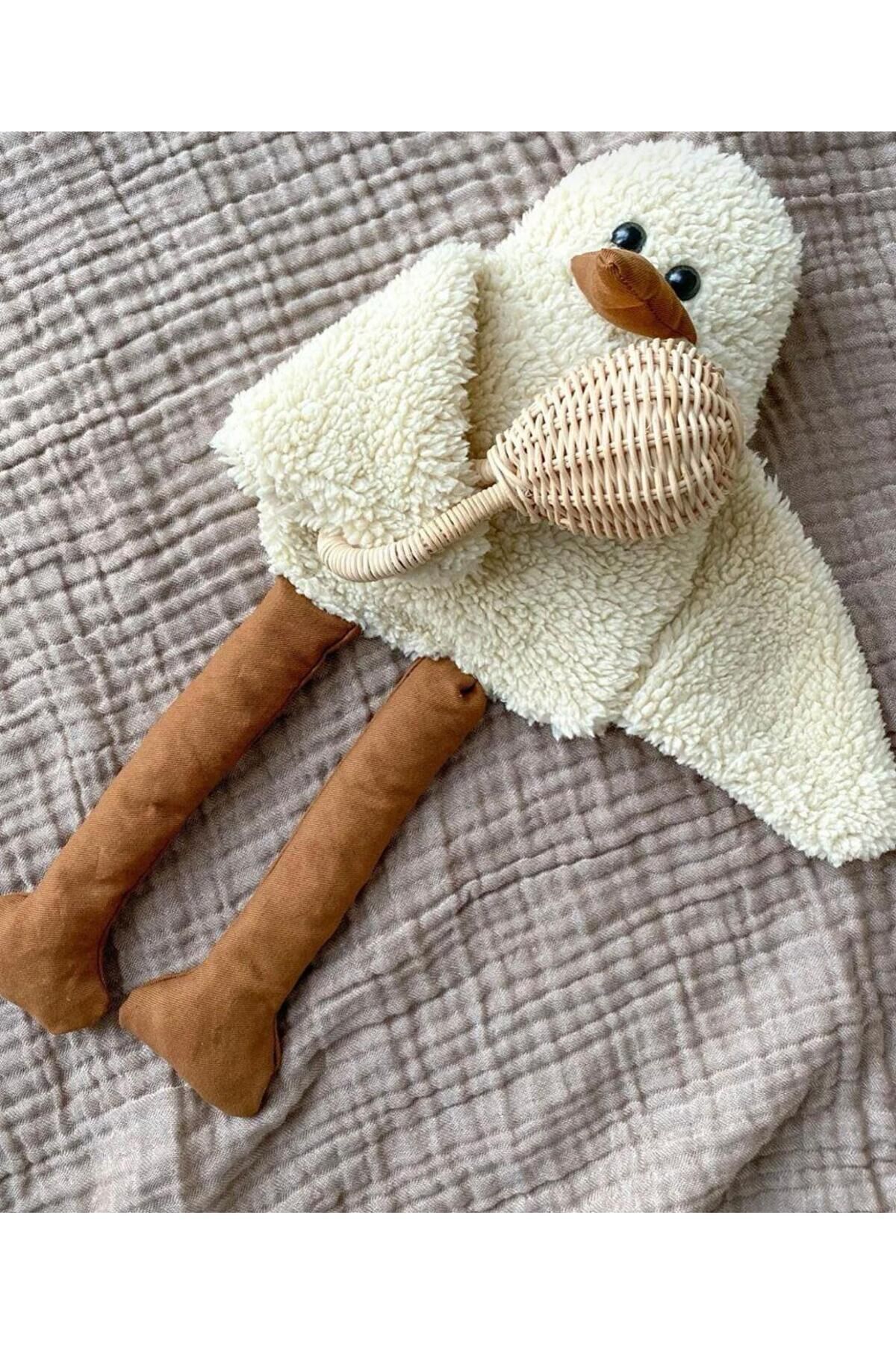 Sole Çocuk Bebek Uyku Arkadaşı Duffy Ördek- Peluş Ördek, Uzun Bacak Kuş - Dekoratif Yastık, 50 Cm