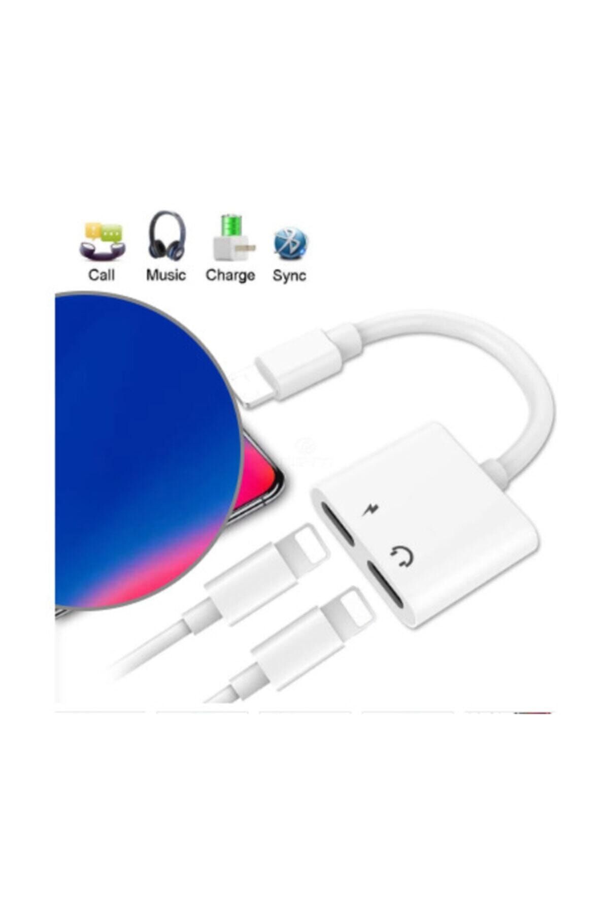 Rowen Apple Iphone / Ipad Ikili Şarj Kulaklık Ses Girişi Ve Adaptör Kablosu Beyaz 2 In 1