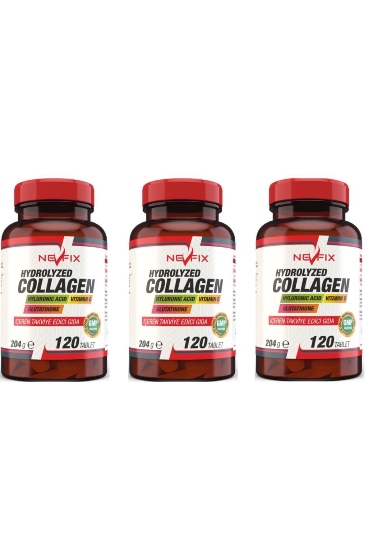 Nevfix Collagen Kollajen Vitamin C Hyaluronic Acid 120 Tablet X 3 Kutu