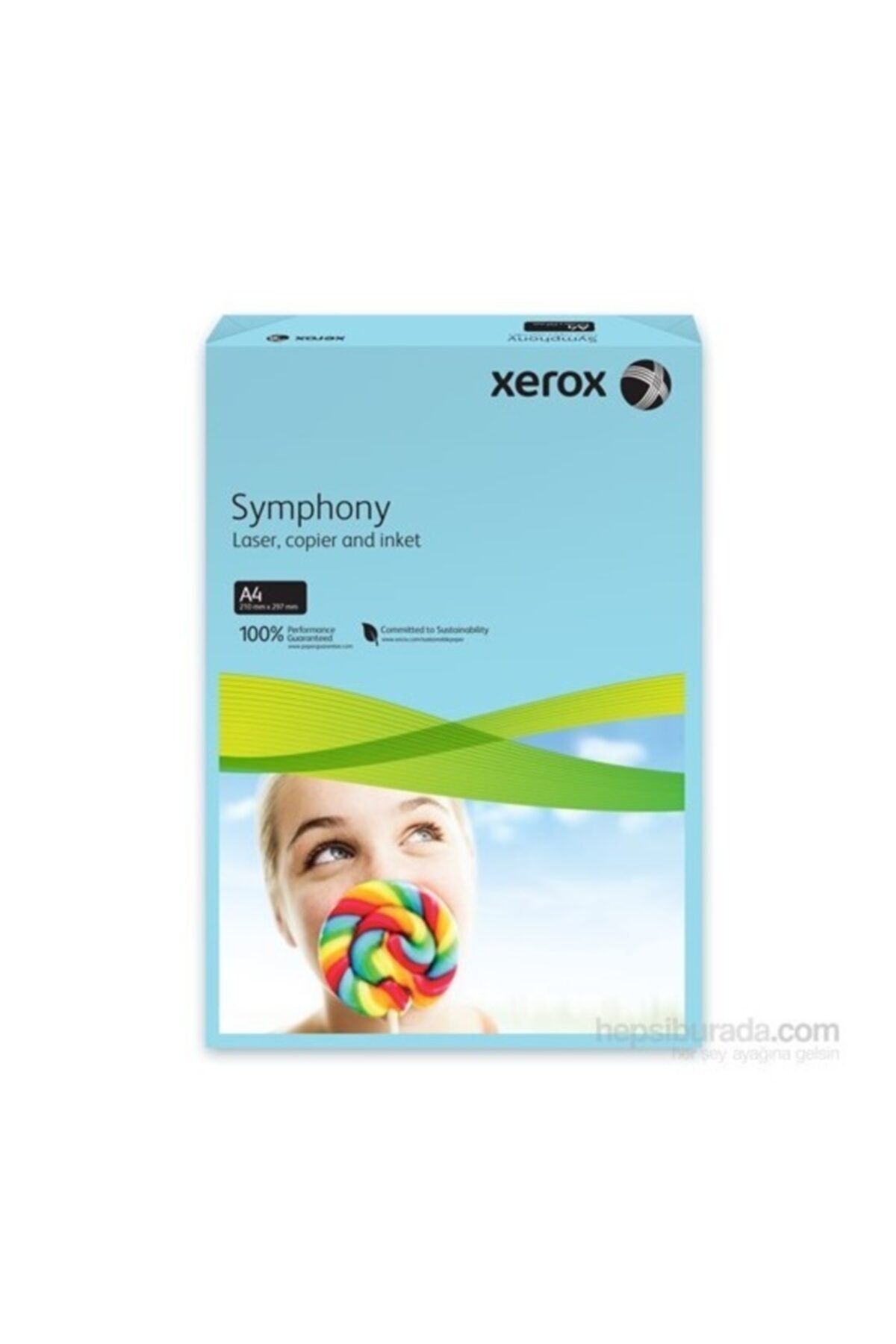 Xerox A4 Renkli Fotokopi Kağıdı 500 Lü Symphony Su Mavisi 80 Gram 3r93959