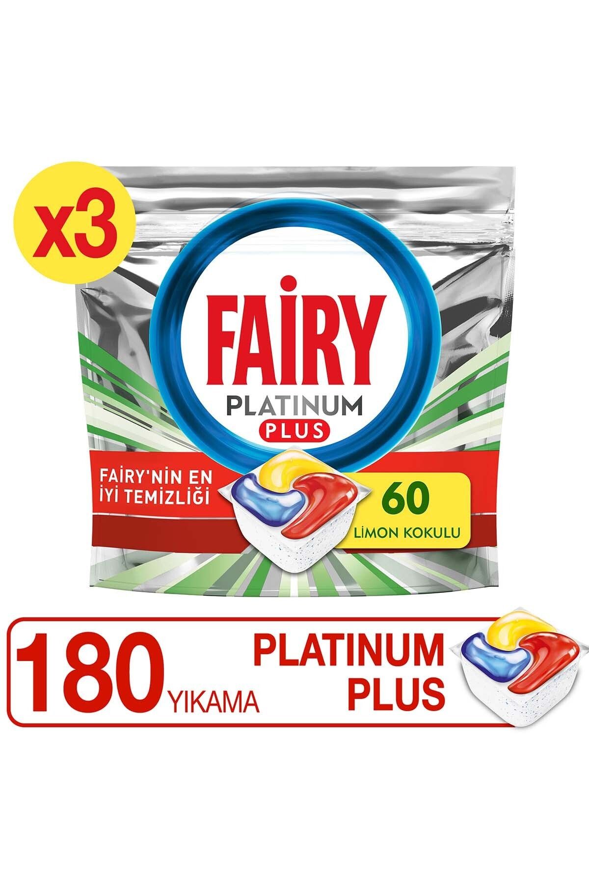 Fairy Platinum Plus 180 Yıkama Bulaşık Makinası Deterjanı Tableti / Kapsülü  60x3