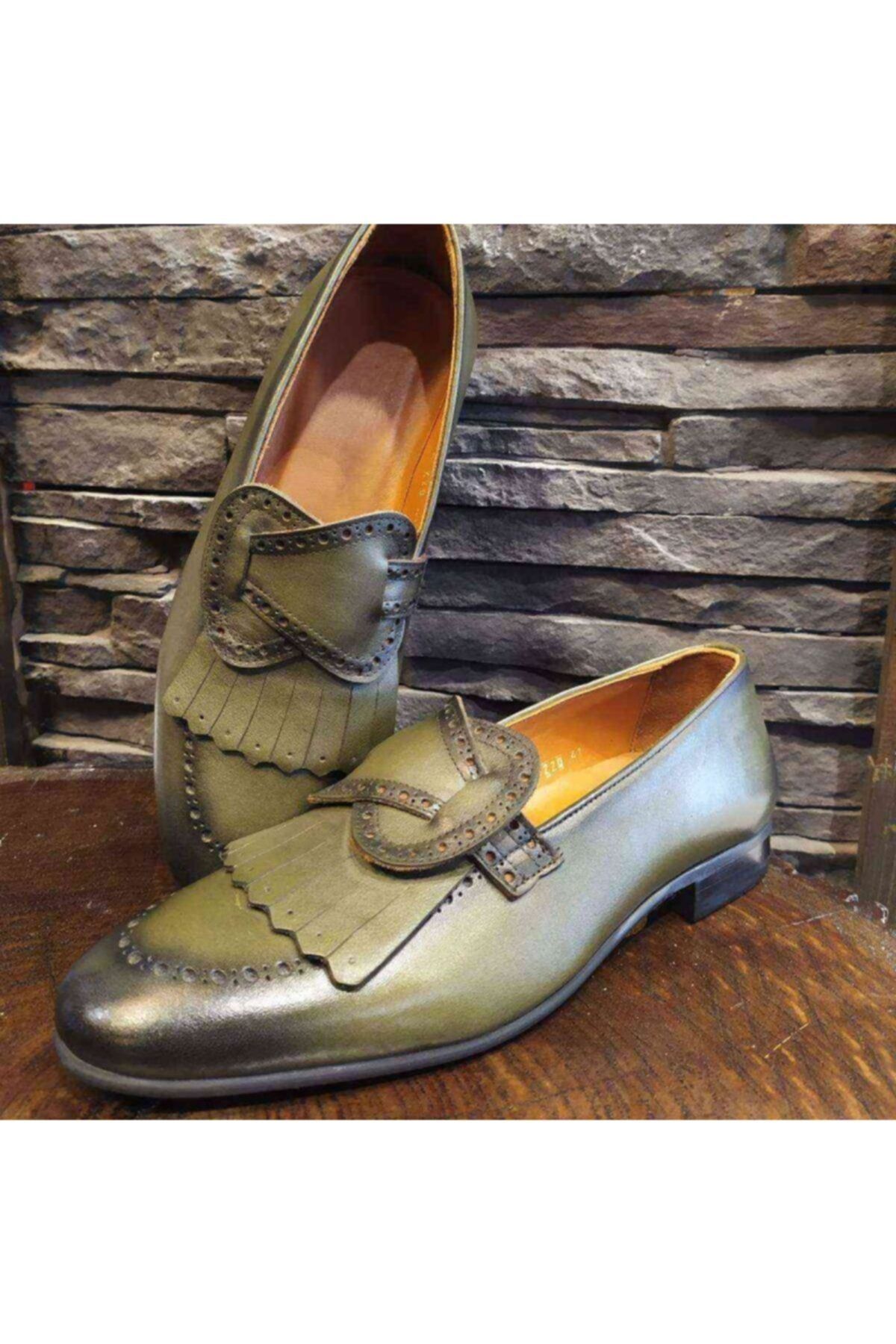 1952 Concept Erkek  Yeşil Deri Loafer Ayakkabı