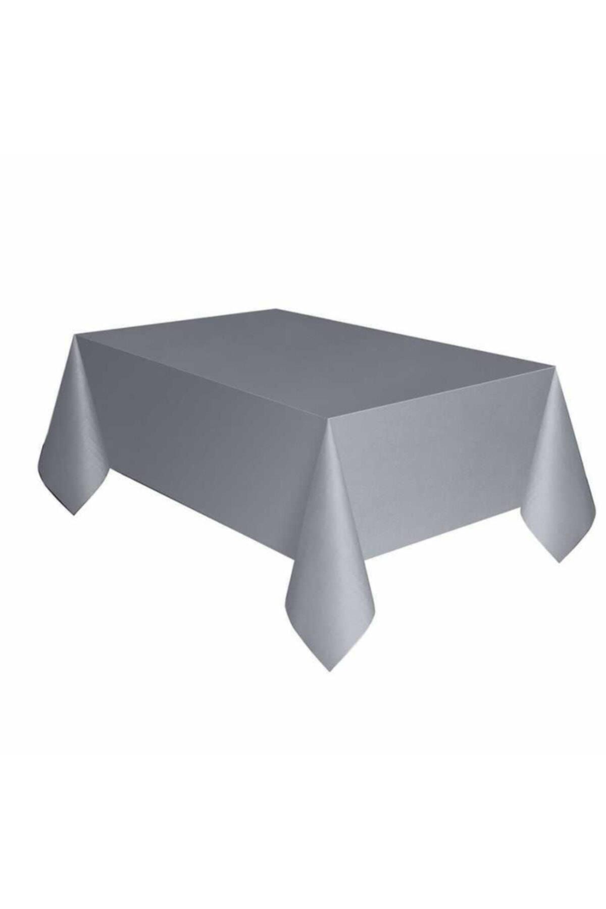 Parti Malzemeleri Plastik Masa Örtüsü Gümüş Renk 137x270 Cm_0