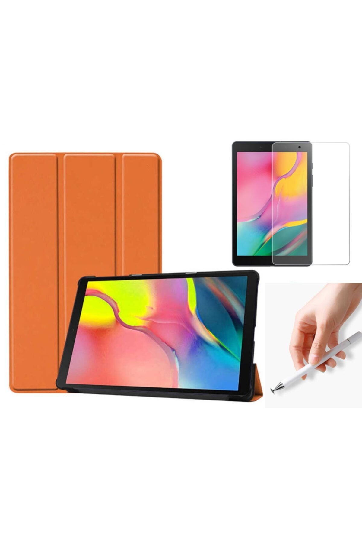 Nezih Case Galaxy Tab A 8" 2019 T290 Uyumlu Smart Tablet Kılıfı + Ekran Koruyucu + Disk Uçlu Dokunmatik Kalem