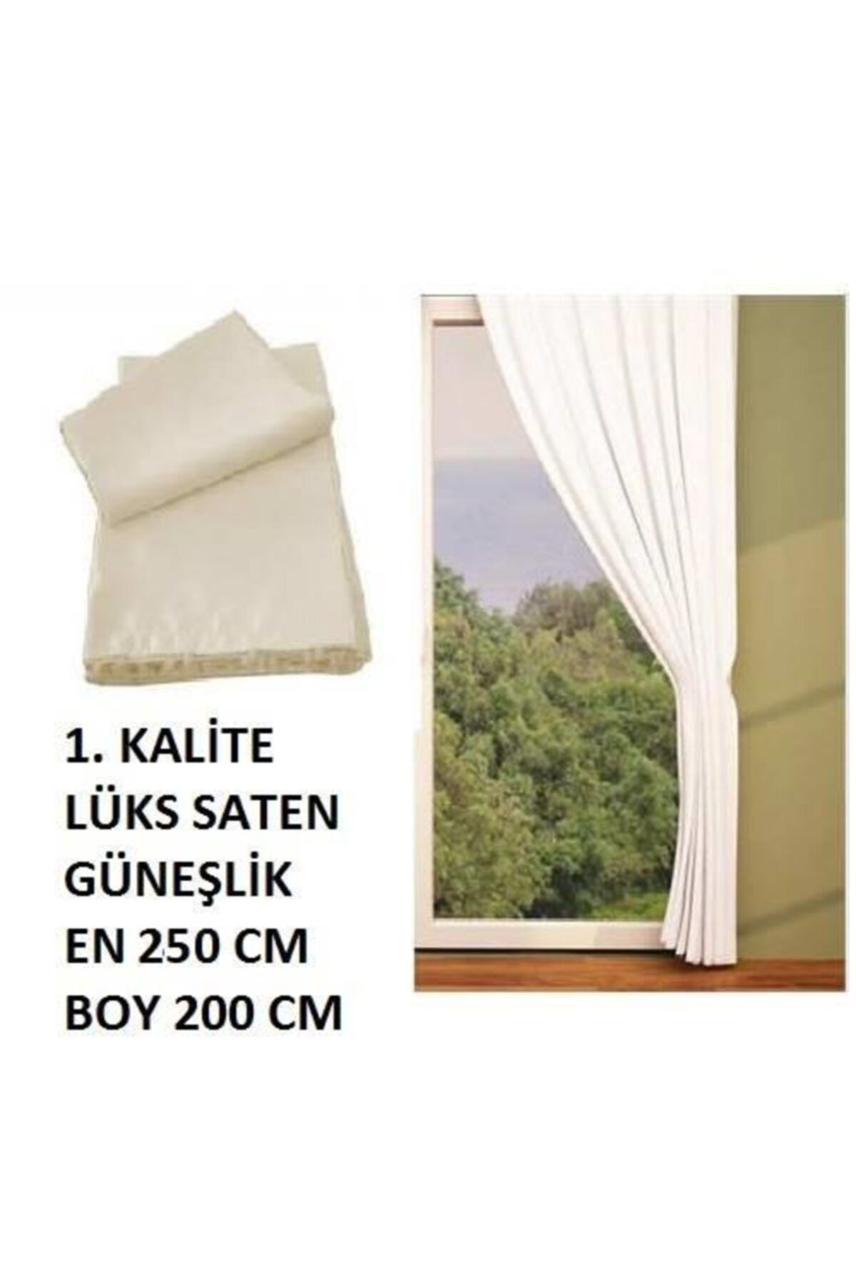 AKÇA TEKSTİL Krem Renk Saten Güneşlik 1. Kalite 2,5*2