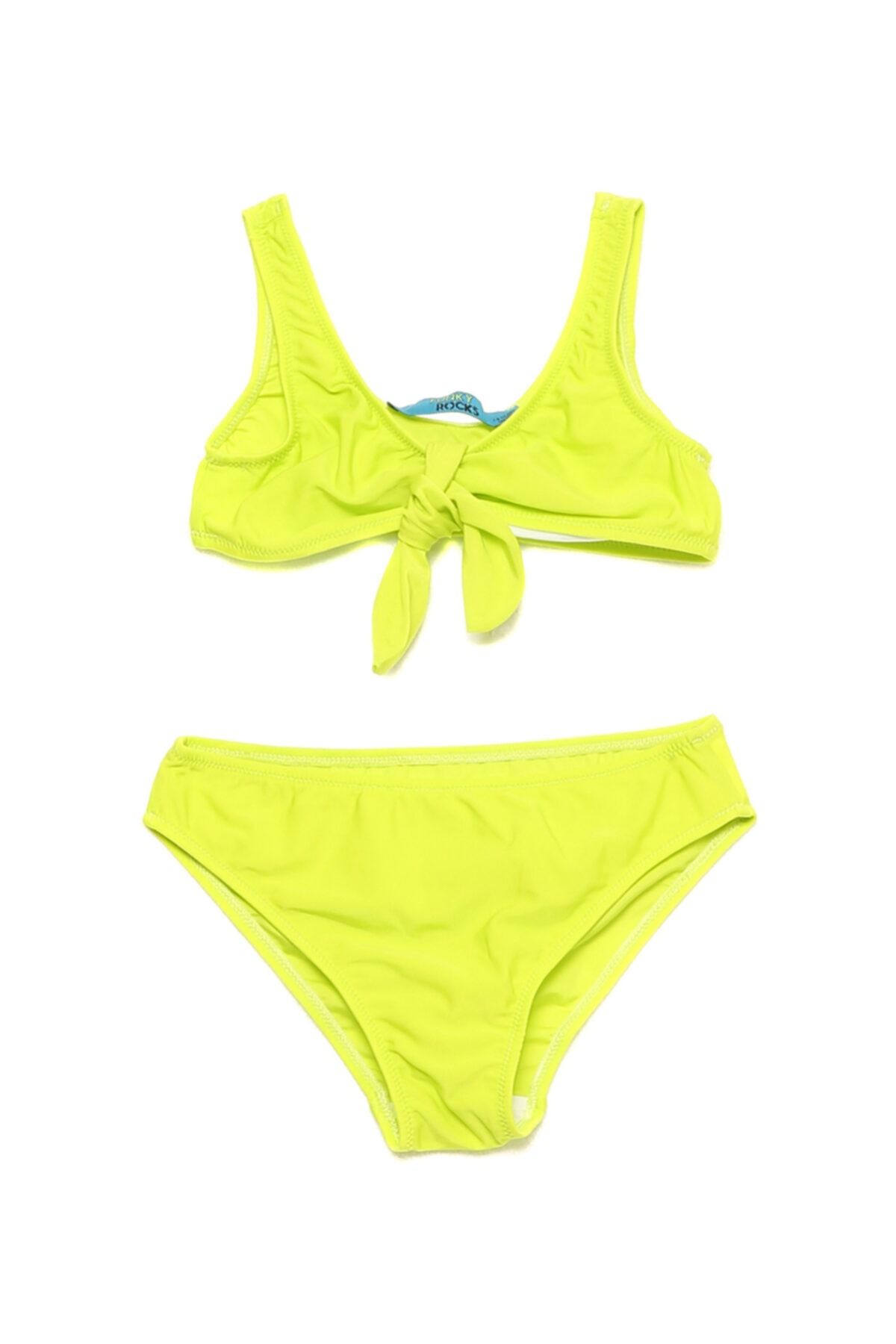 Funky Rocks Kalın Askılı Normal Bel Kuşak Detaylı Neon Yeşil Kız Çocuk Bikini Takımı