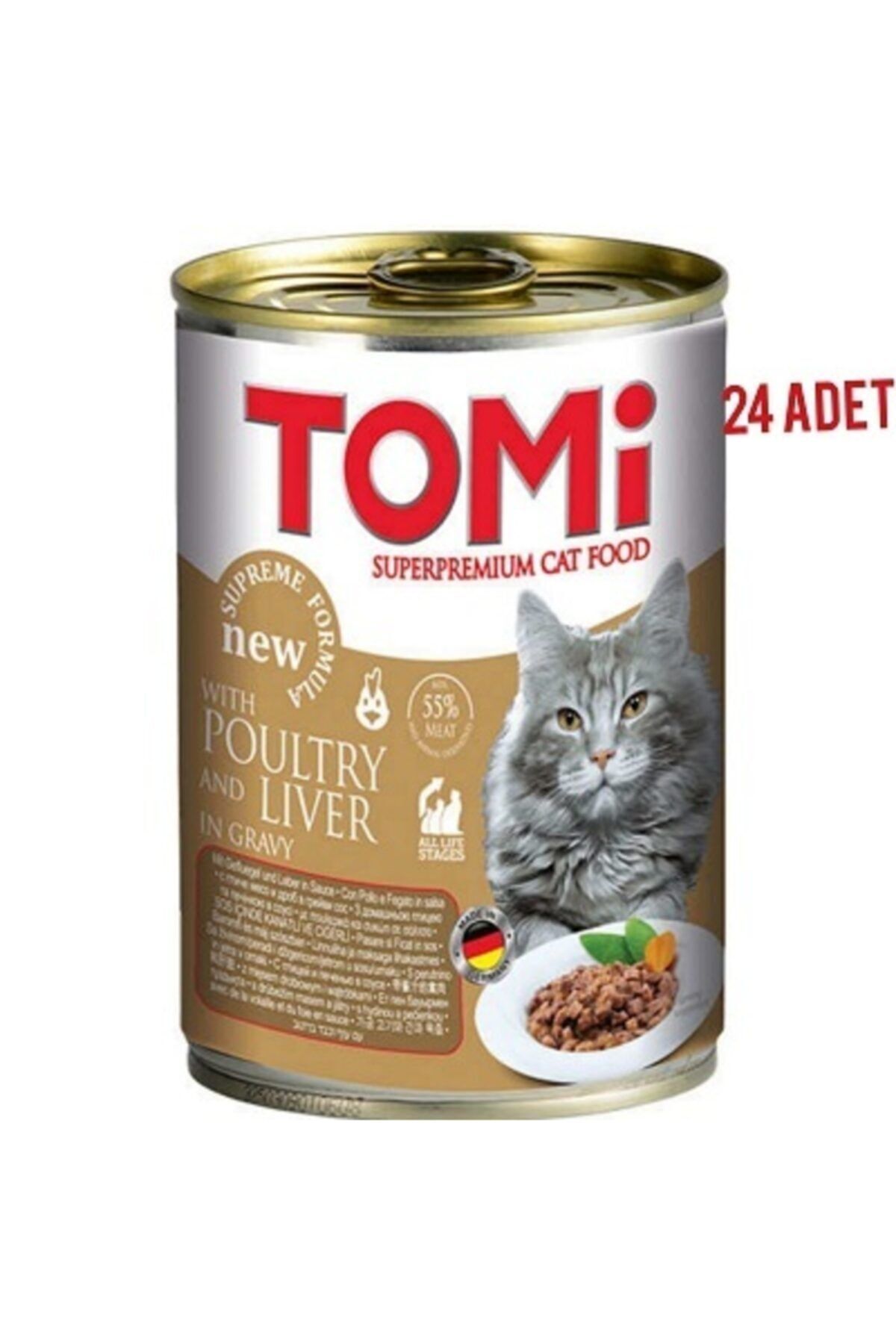Tomi Ciğerli Ve Kaz Etli Kedi Konservesi 400 gr x 24 Adet