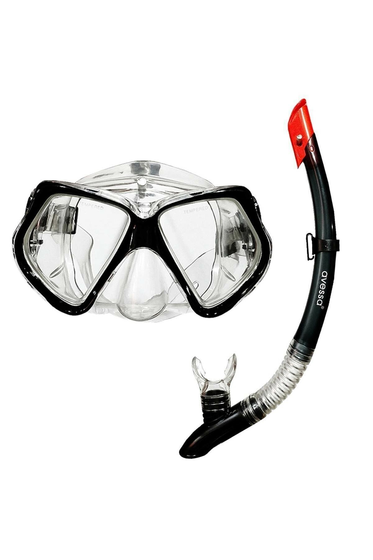 Avessa Siyah Yetişkin Ayarlanabilir Yüzücü Şnorkeli Ve Maskesi - Şnorkel Ve Maske - Havuz - Deniz