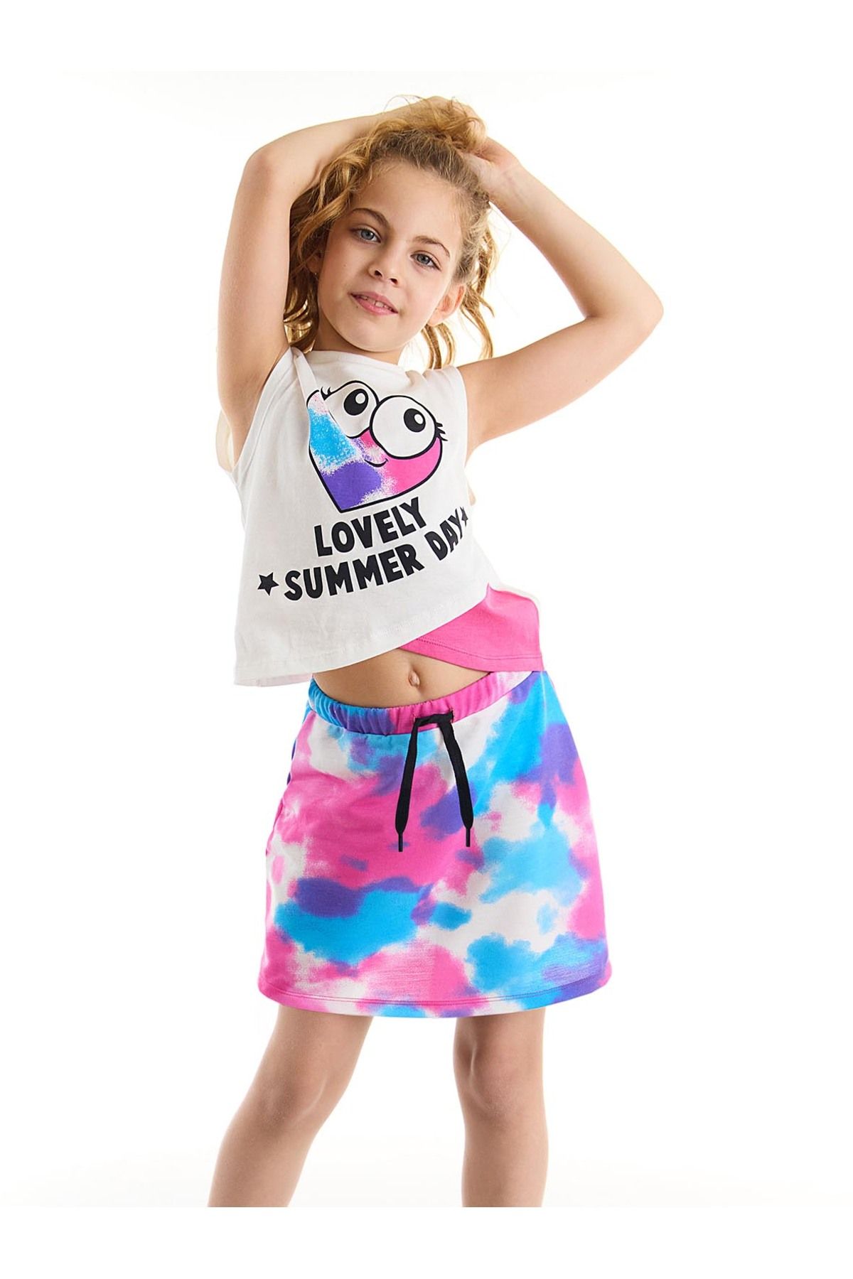 MSHB&G Kalp Batik Kız Çocuk T-shirt Batik Etek Takım