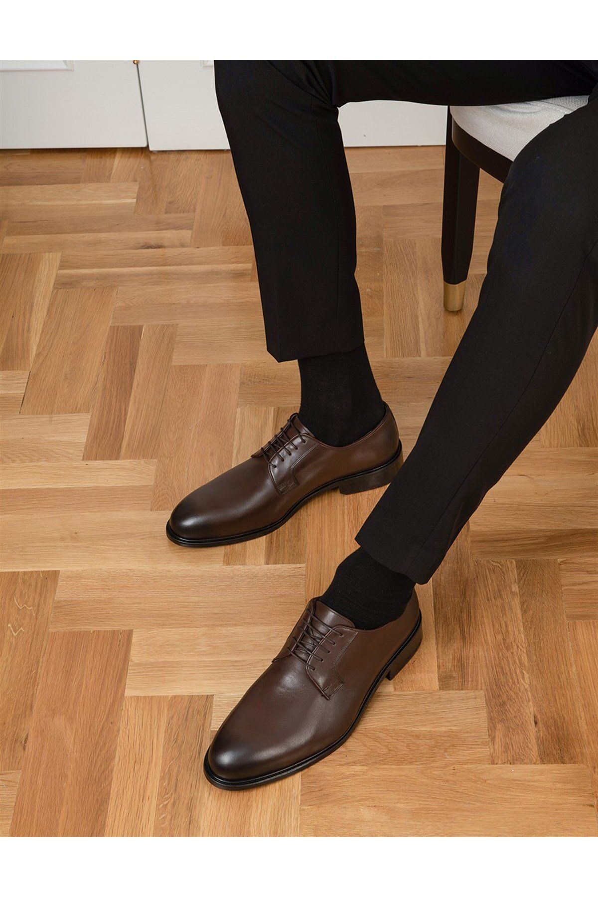 İlvi Diss Hakiki Napa Deri Erkek Kahverengi Klasik Ayakkabı