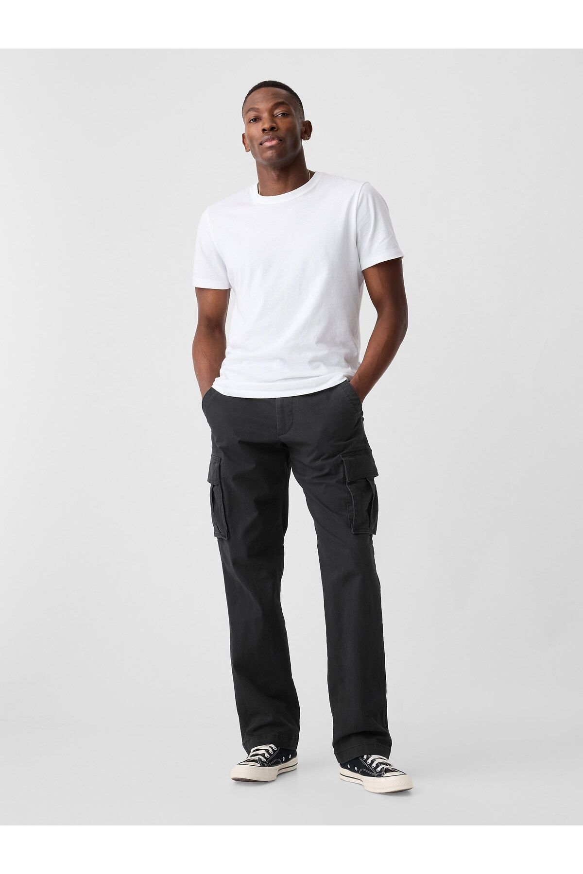 GAP Erkek Siyah Gapflex Straight Kargo Washwell™ Pantolon