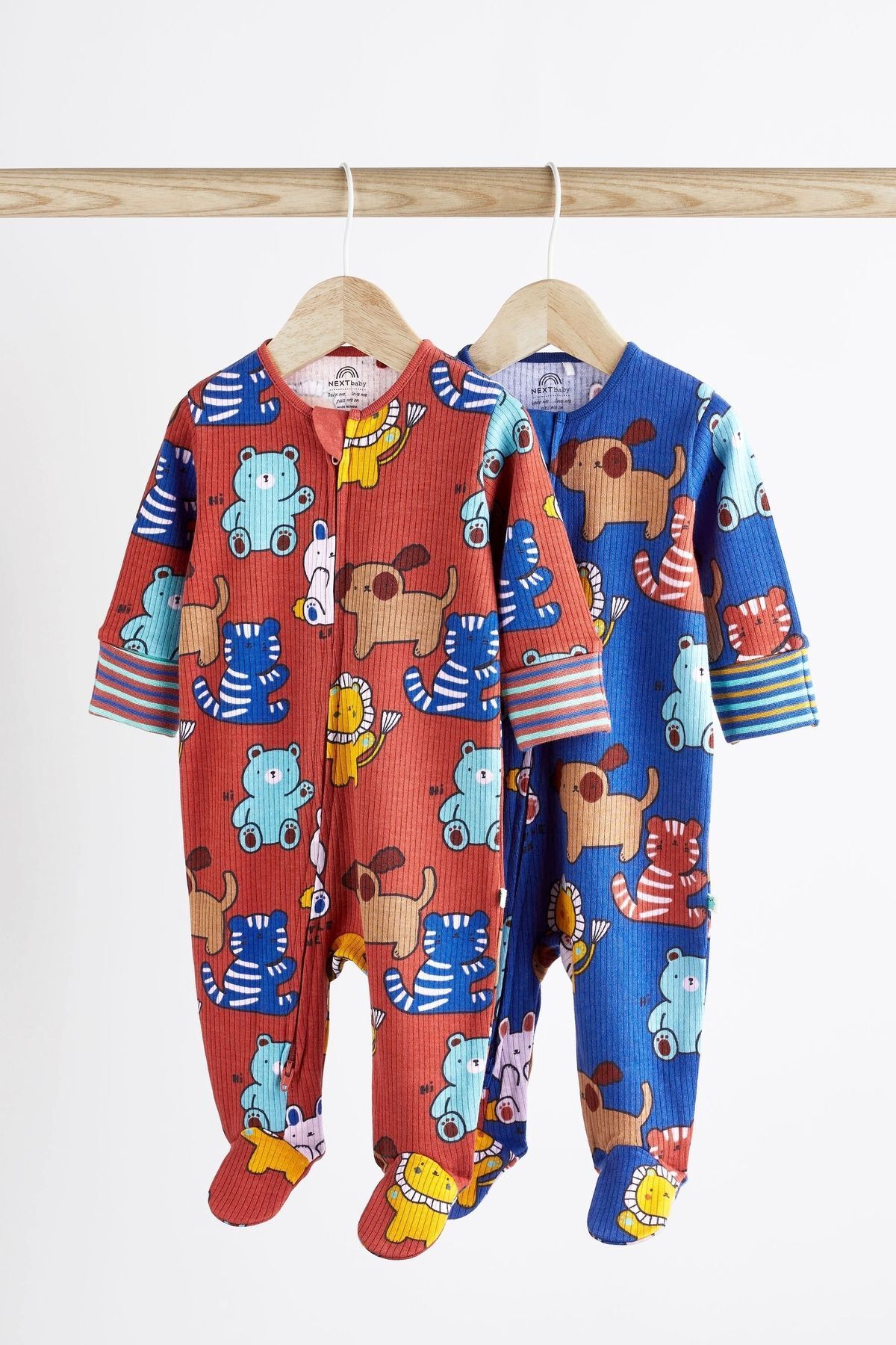 Next Baby 100 Cotton Red Blue Animal Character 2 Piece sleep suit