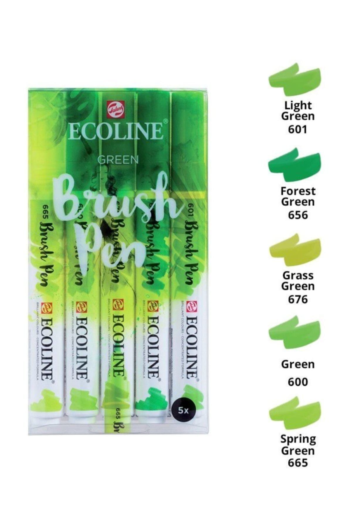 Talens Ecoline Brush Pen Fırça Uçlu Kalem 5 Renk Set GREEN