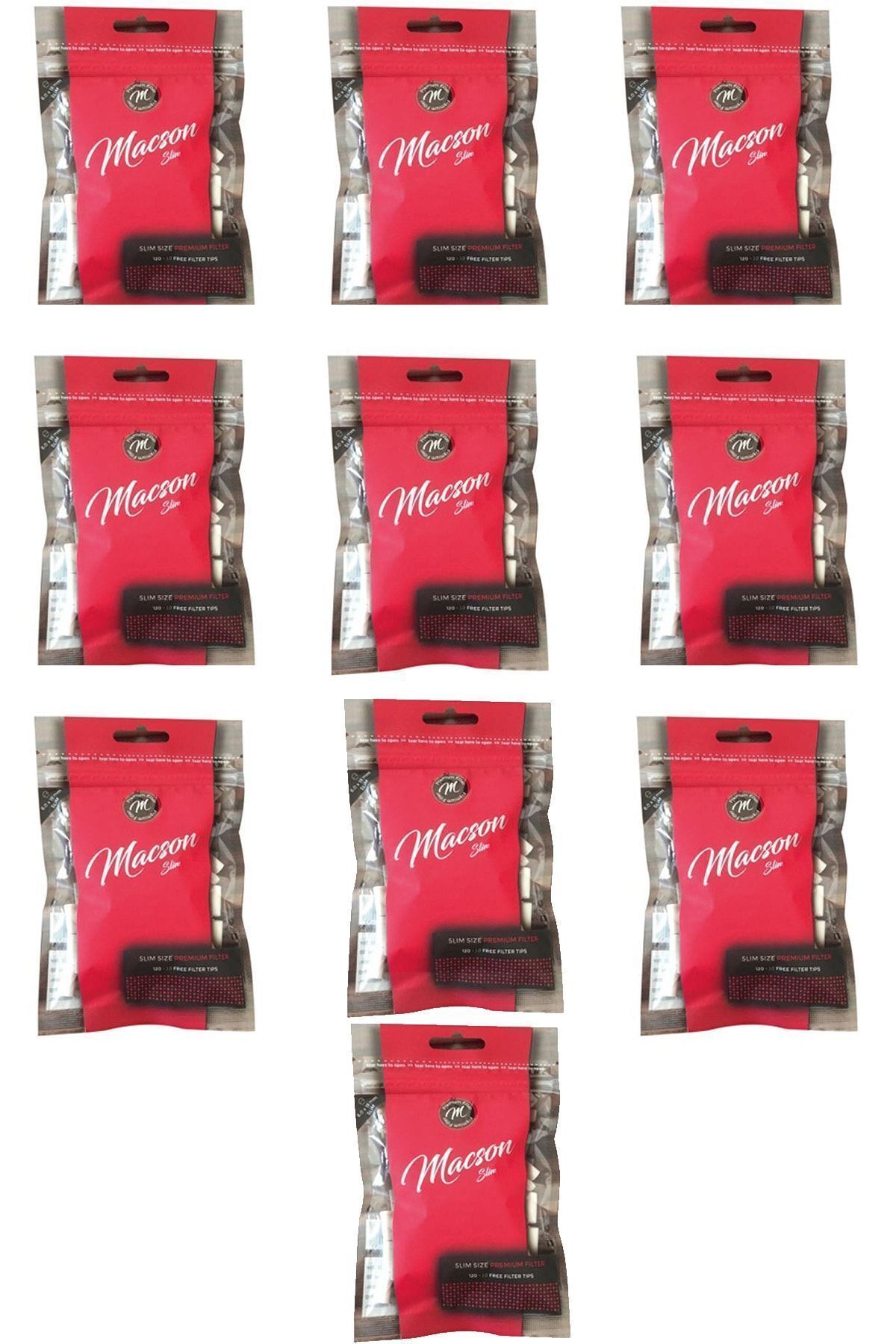MACSON Mascon Slim Premium Tutun Filtresi,sünger Ağızlık 6mm*15mm 10 Paket