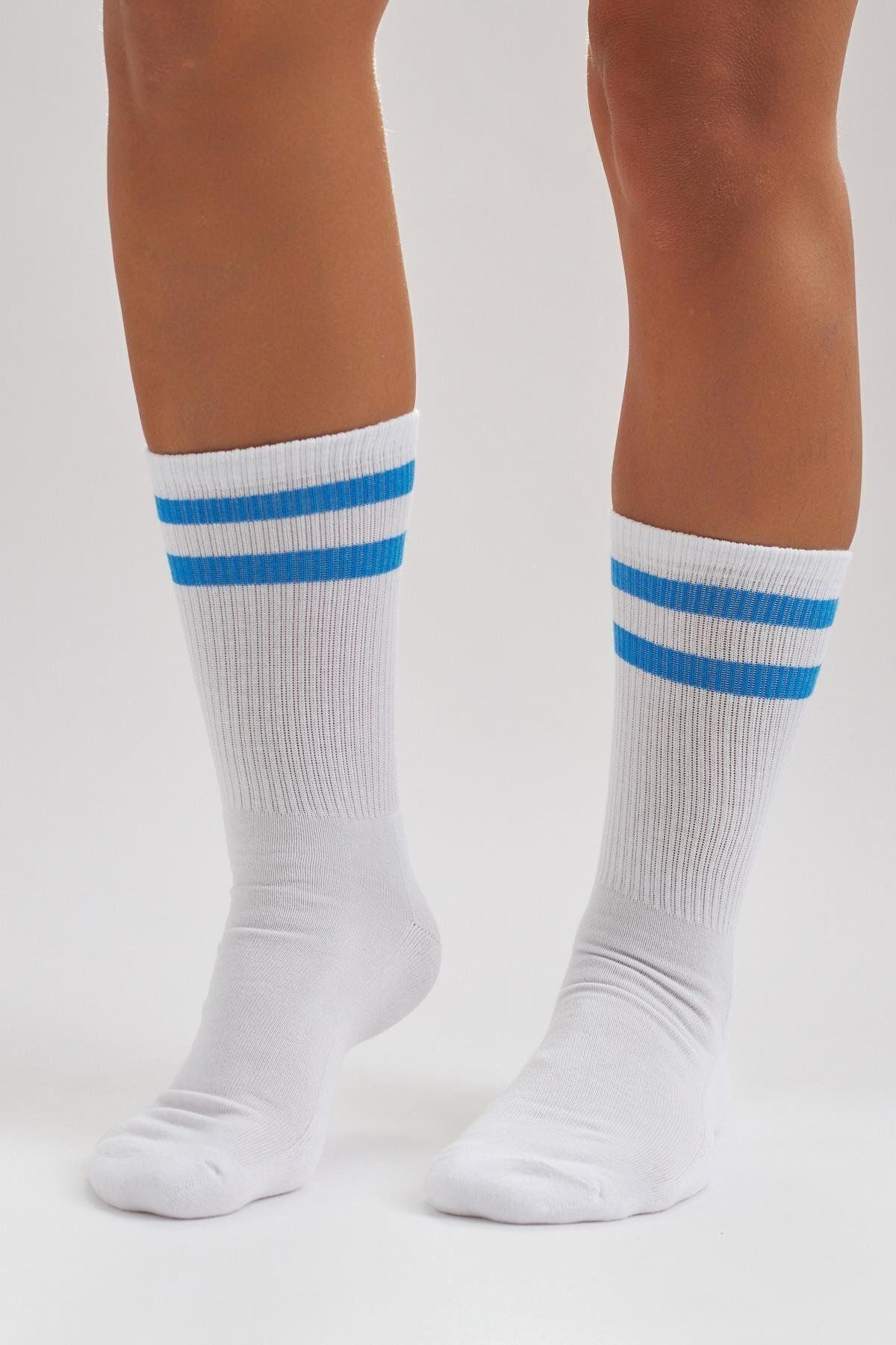Katia & Bony Erkek Havlu Taban Çizgili Soket Çorap Beyaz/mavi
